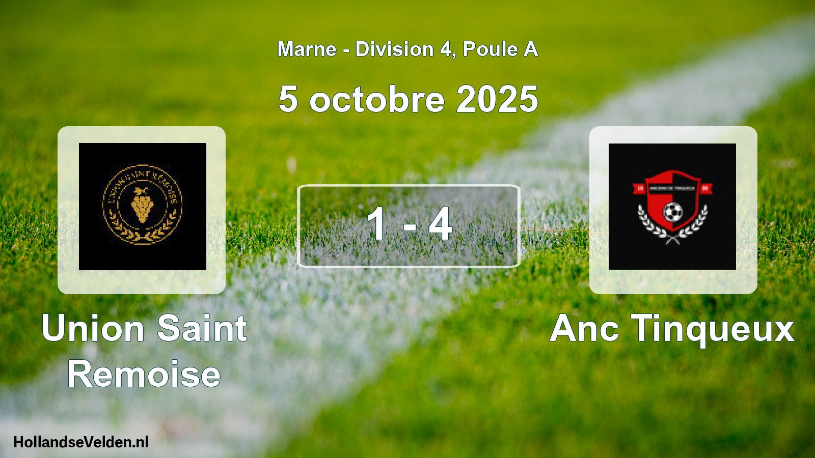 Match joué: Union Saint Remoise - Anc Tinqueux 1 - 4 (5 octobre 2025)