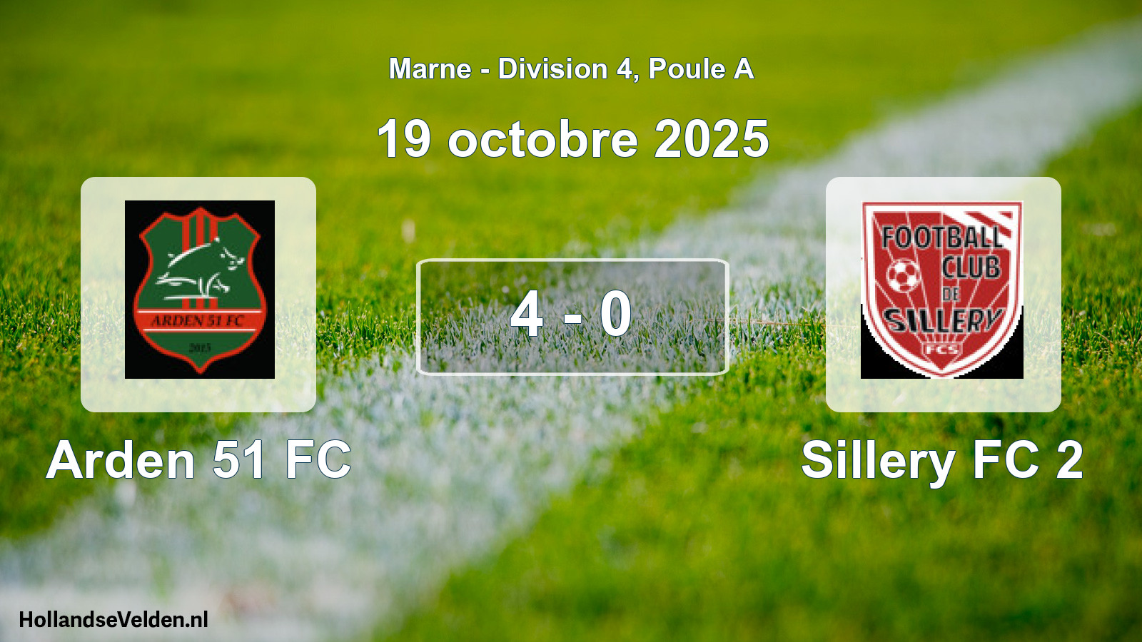 Match joué: Arden 51 FC - Sillery FC 2 4 - 0 (19 octobre 2025)