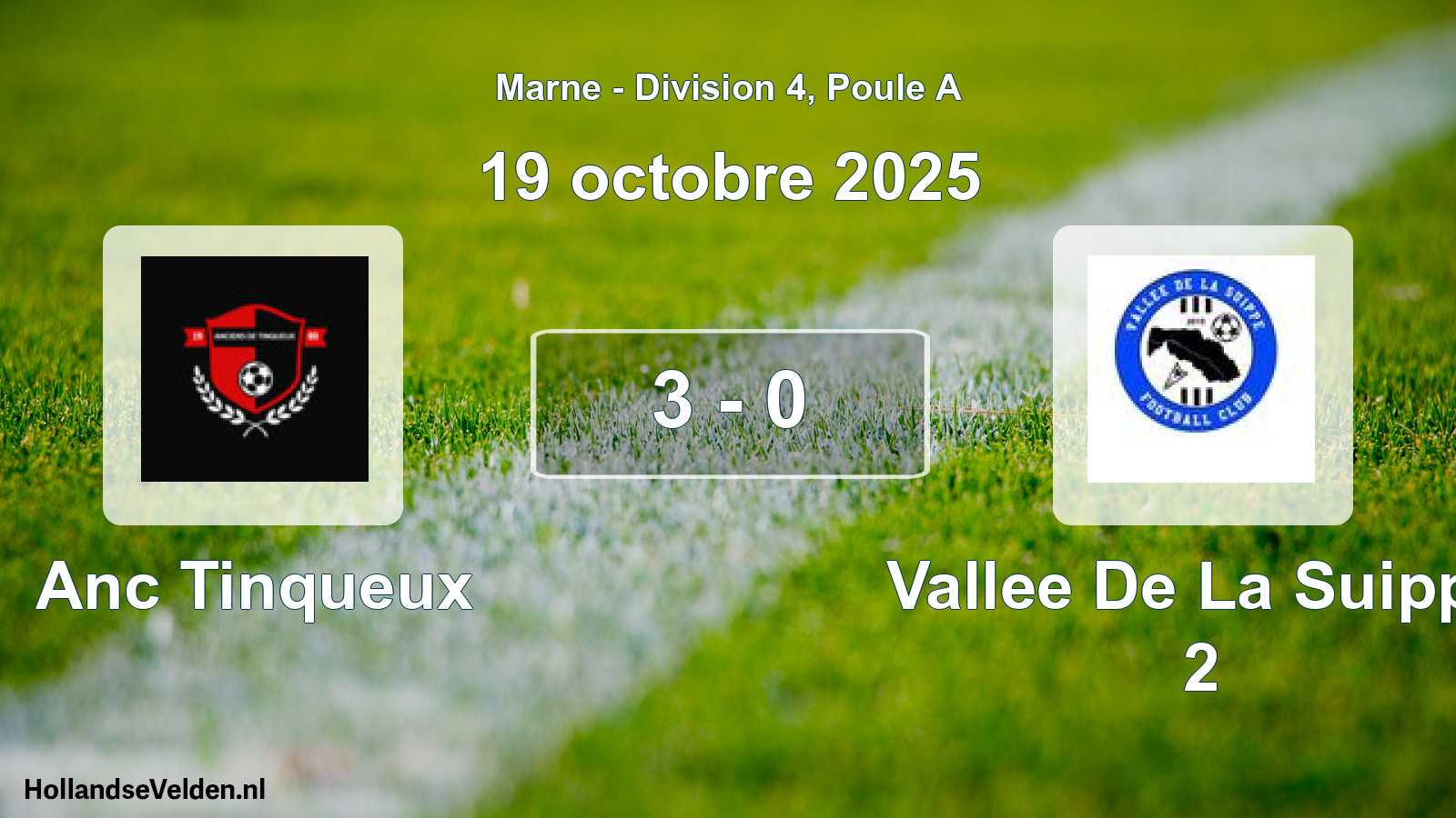 Match joué: Anc Tinqueux - Vallee De La Suippe 2 3 - 0 (19 octobre 2025)