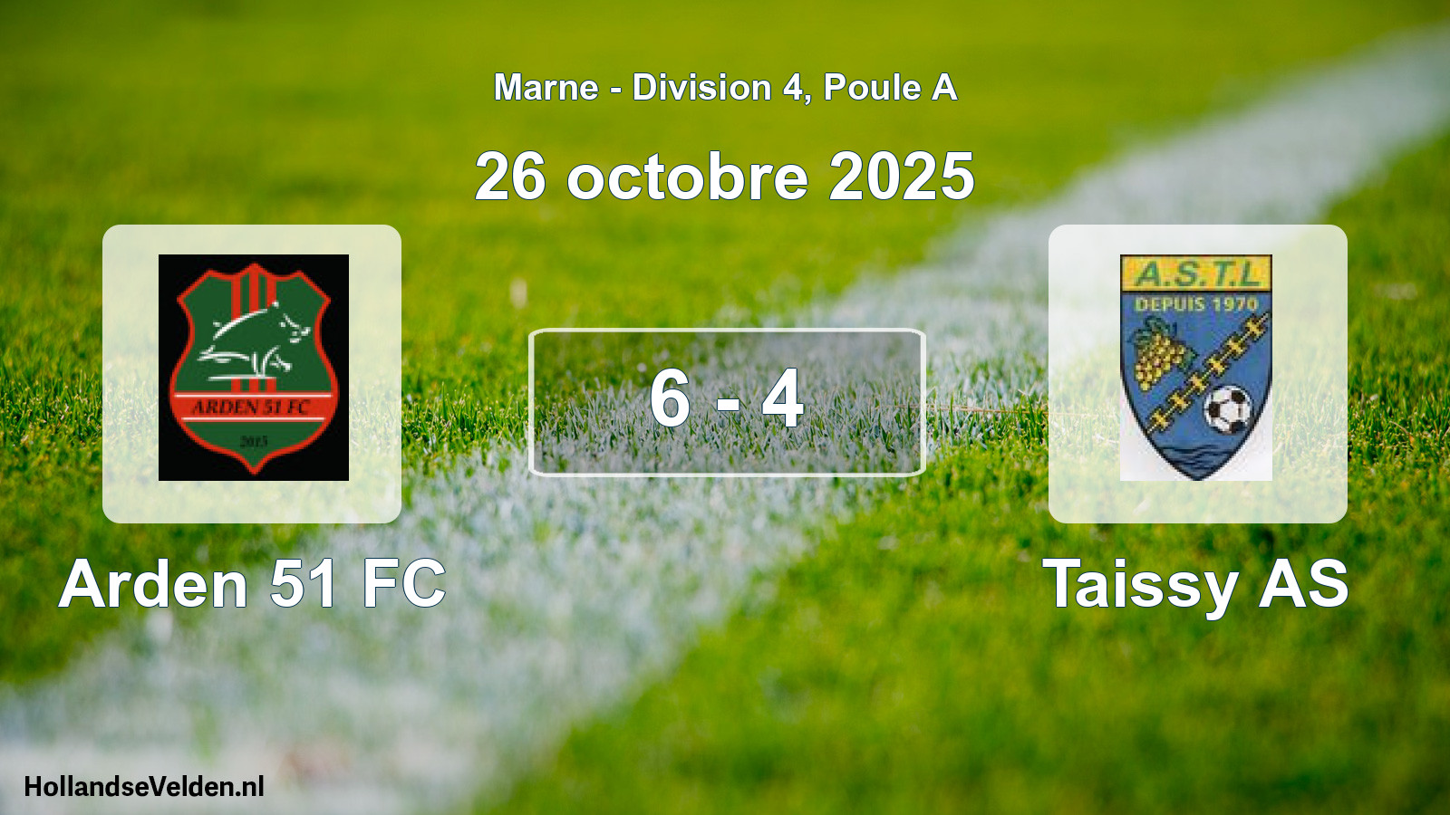 Match joué: Arden 51 FC - Taissy AS 6 - 4 (26 octobre 2025)