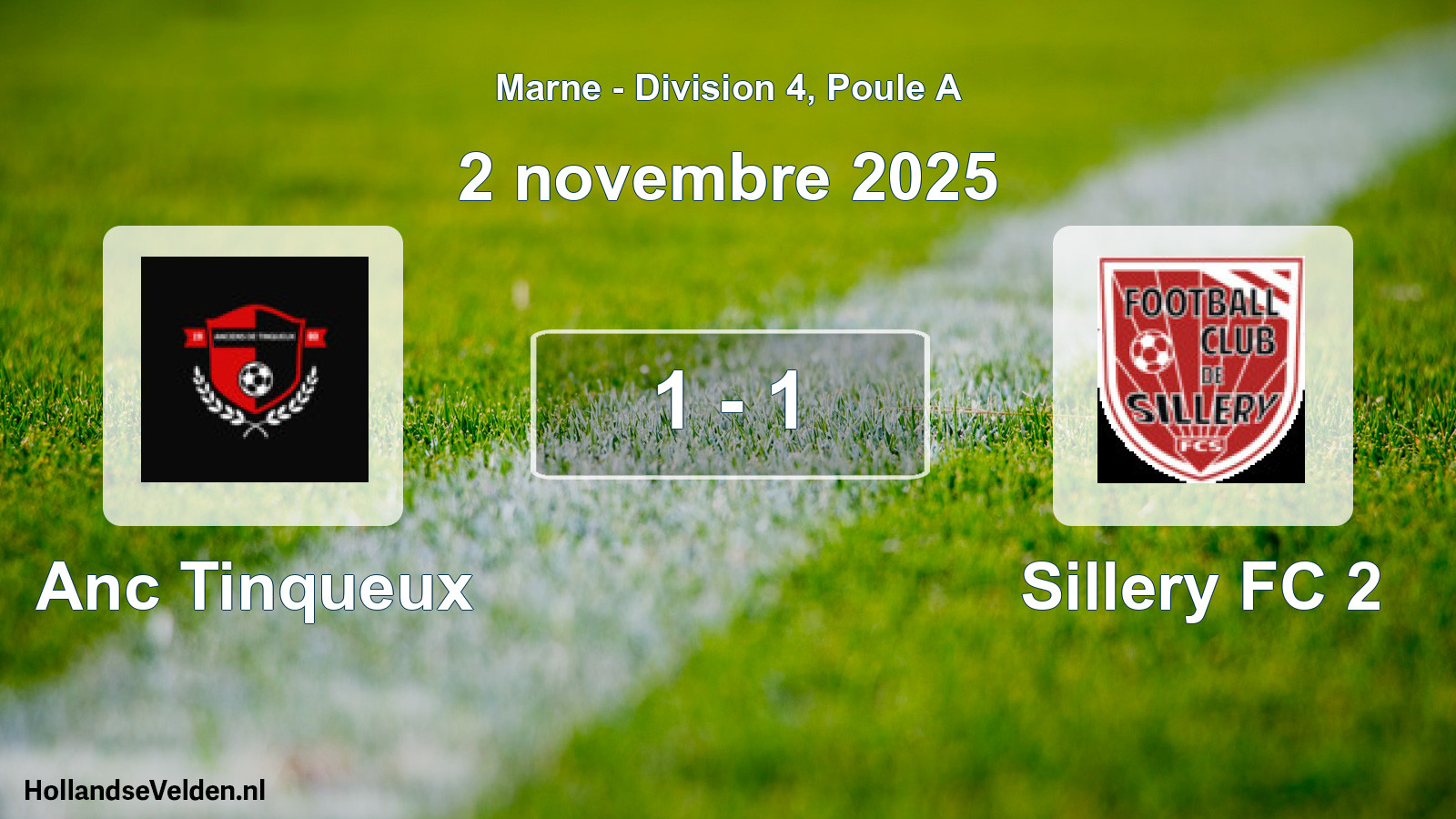 Match joué: Anc Tinqueux - Sillery FC 2 1 - 1 (2 novembre 2025)