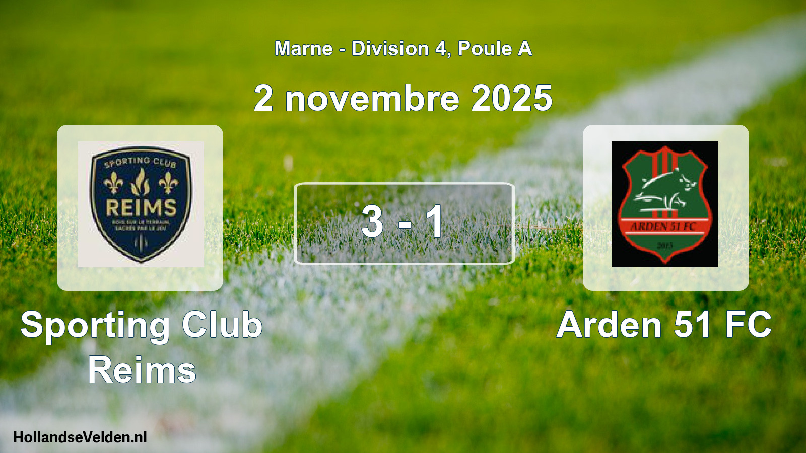 Match joué: Sporting Club Reims - Arden 51 FC 3 - 1 (2 novembre 2025)