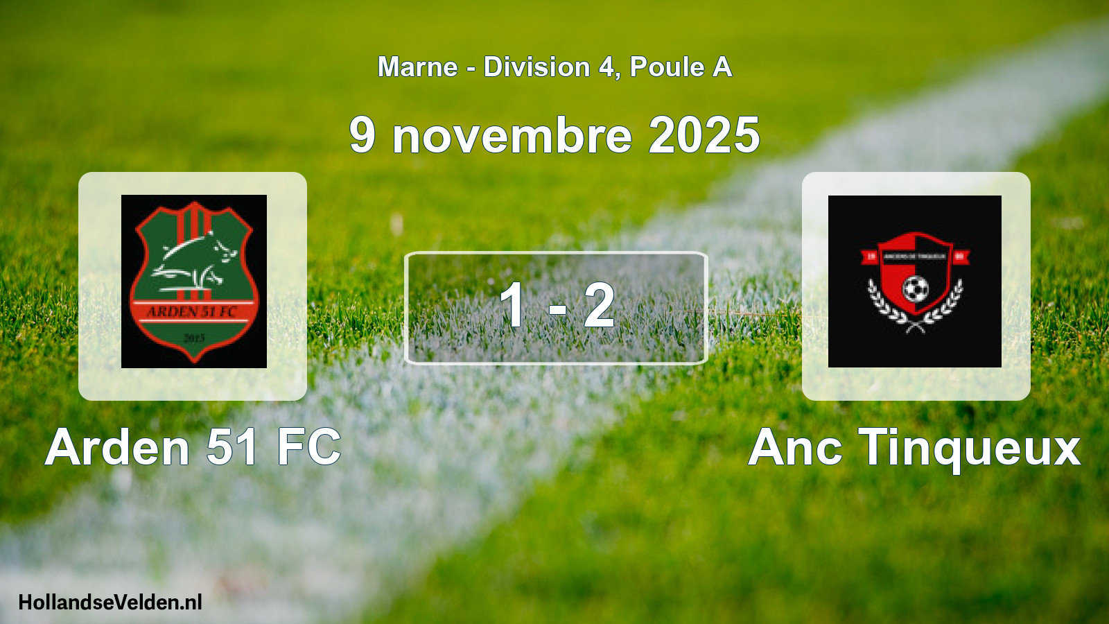 Match joué: Arden 51 FC - Anc Tinqueux 1 - 2 (9 novembre 2025)