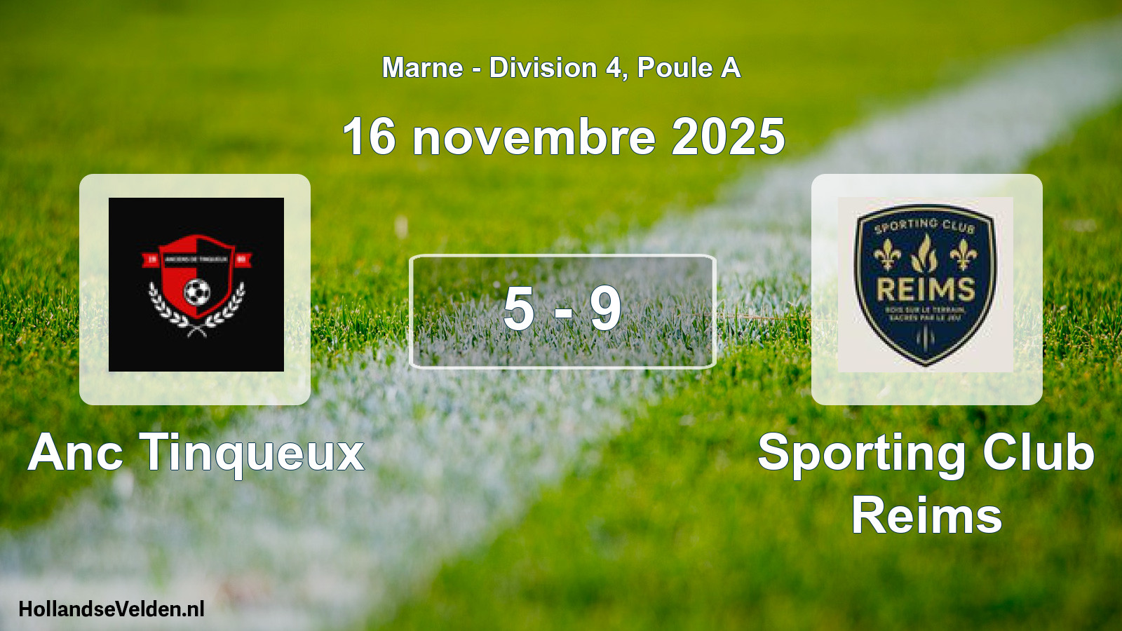 Match joué: Anc Tinqueux - Sporting Club Reims 5 - 9 (16 novembre 2025)