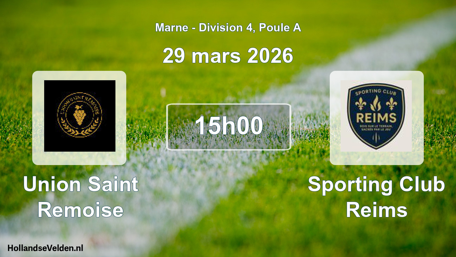 Match programmé: Union Saint Remoise - Sporting Club Reims (29 mars 2026)