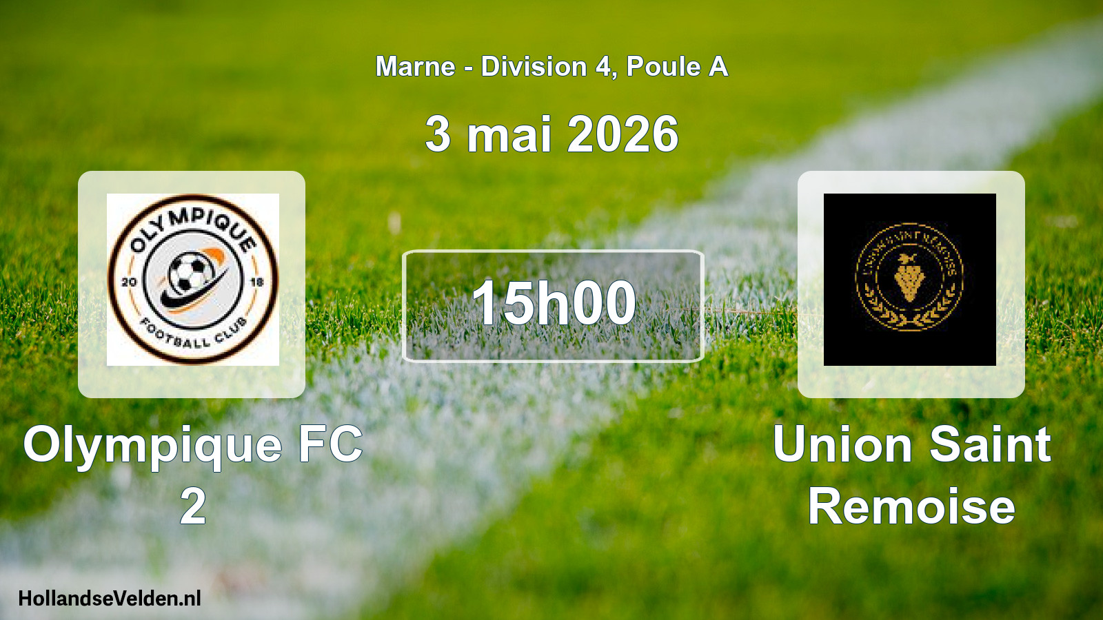 Match programmé: Olympique FC 2 - Union Saint Remoise (3 mai 2026)