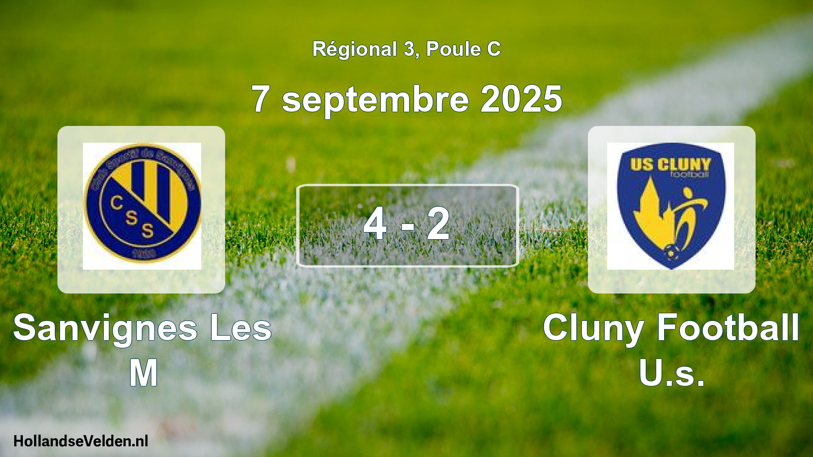 Gespeelde wedstrijd: Sanvignes Les M - Cluny Football U.s. 4 - 2 (7 septembre 2025)