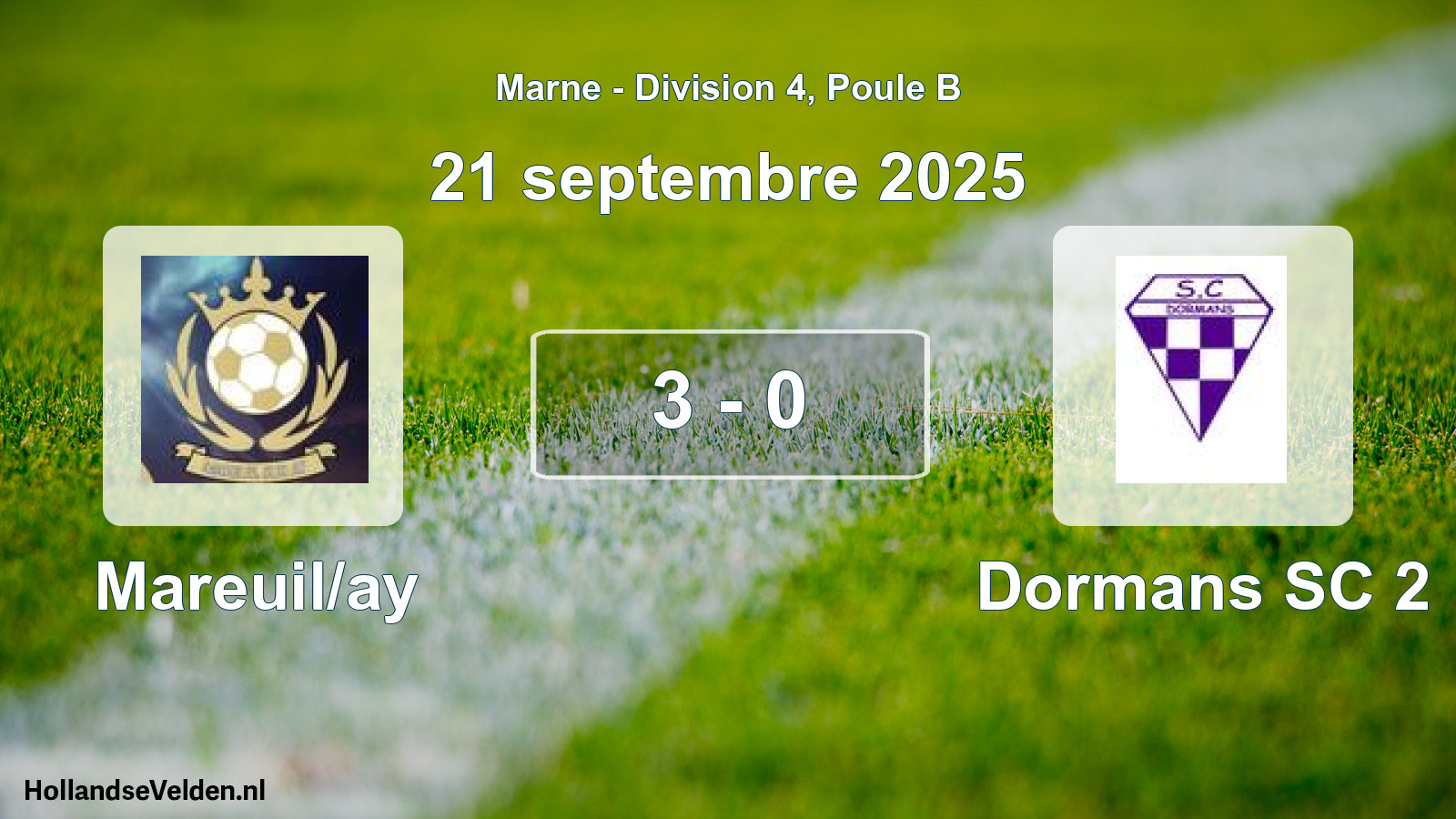 Match joué: Mareuil/ay - Dormans SC 2 3 - 0 (21 septembre 2025)