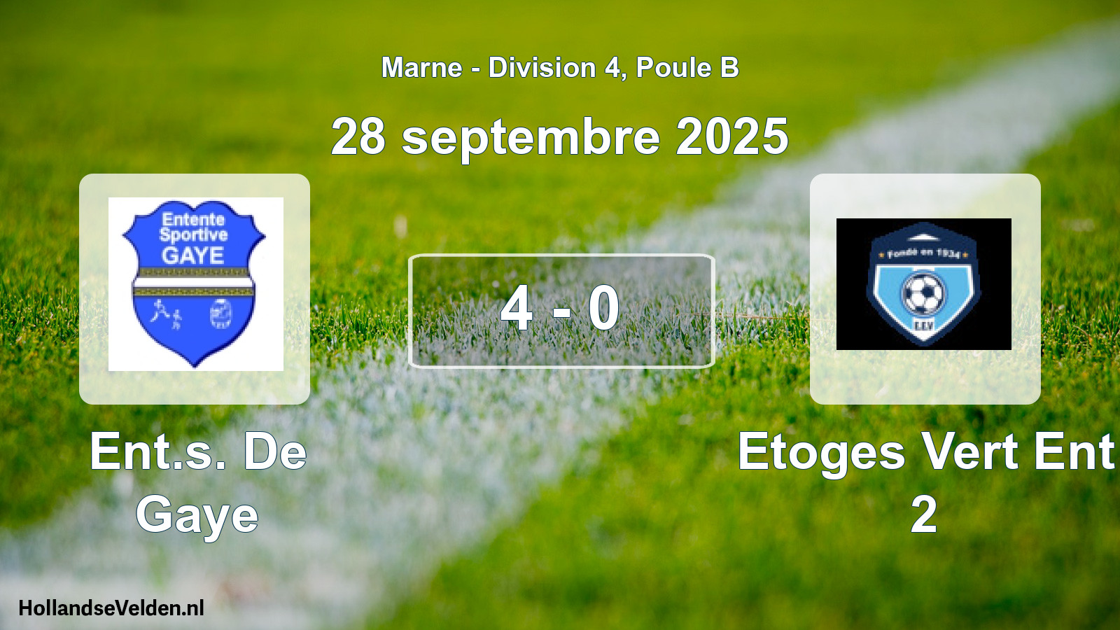Match joué: Ent.s. De Gaye - Etoges Vert Ent 2 4 - 0 (28 septembre 2025)