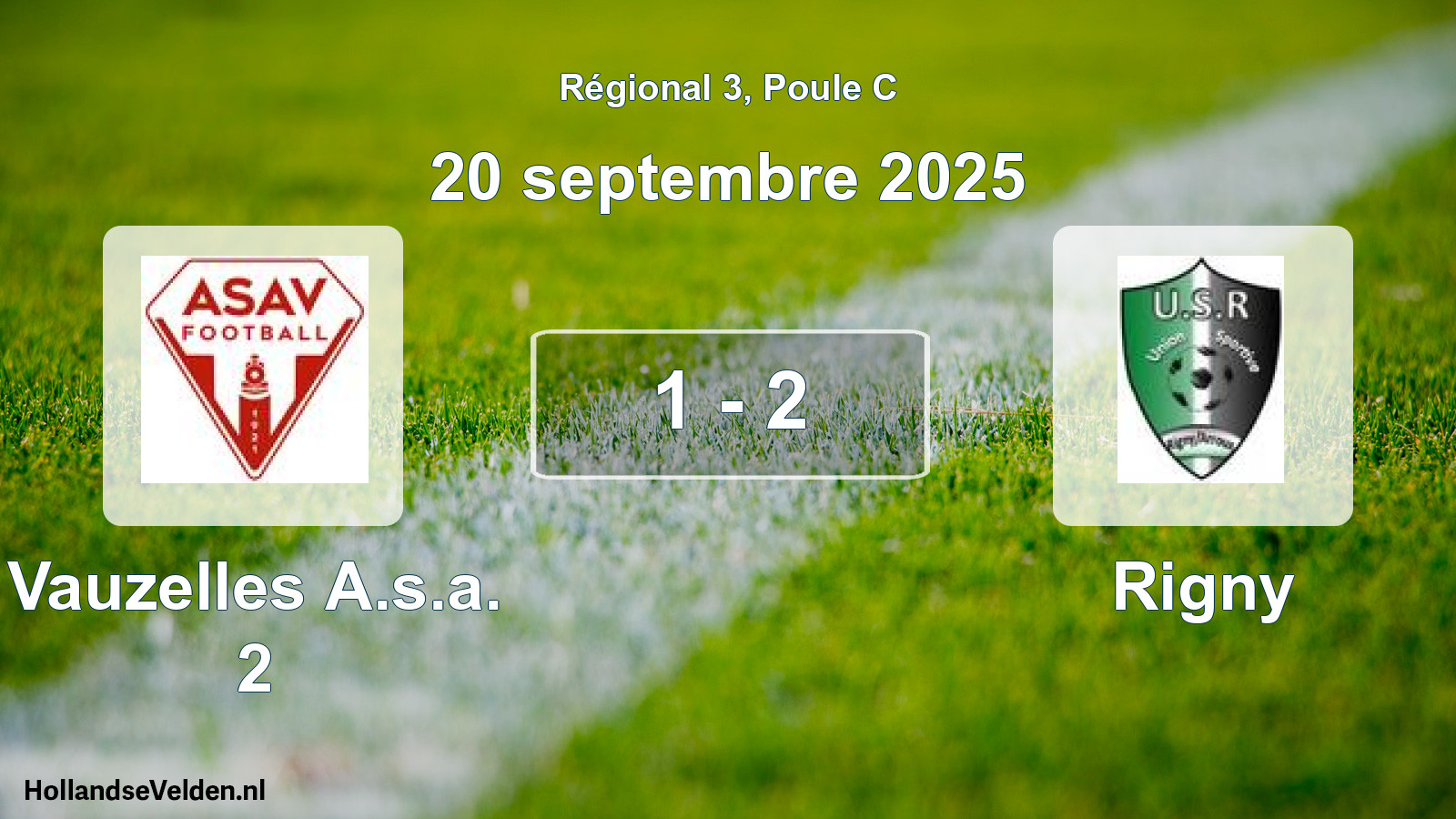 Total number of matches played: Vauzelles A.s.a. 2 - Rigny 1 - 2 (20 September 2025)