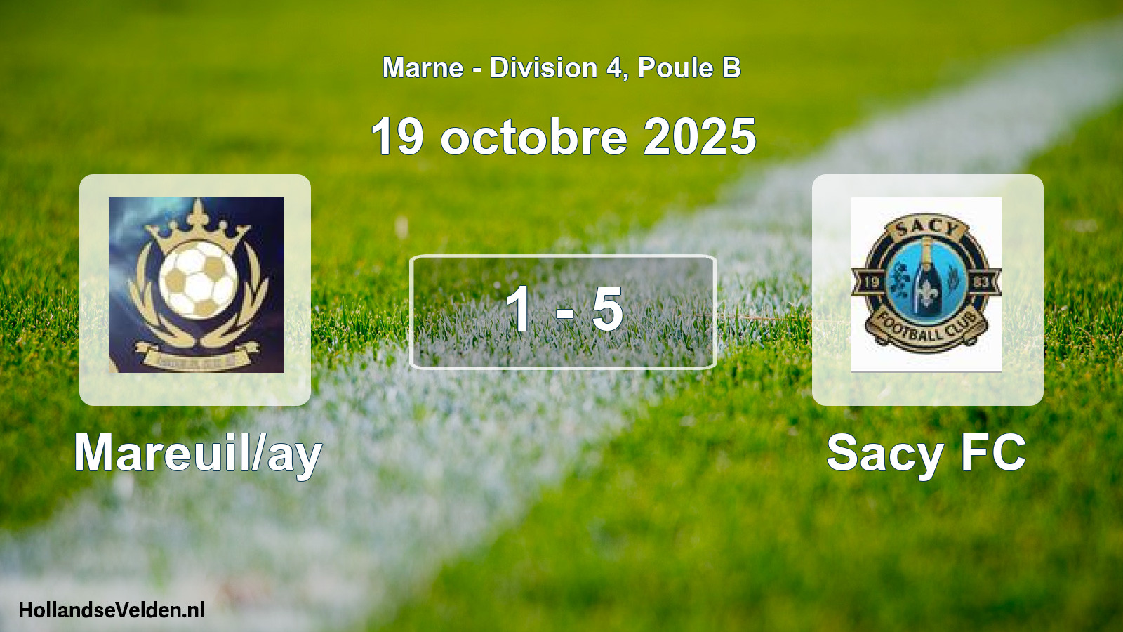 Total number of matches played: Mareuil/ay - Sacy FC 1 - 5 (19 October 2025)