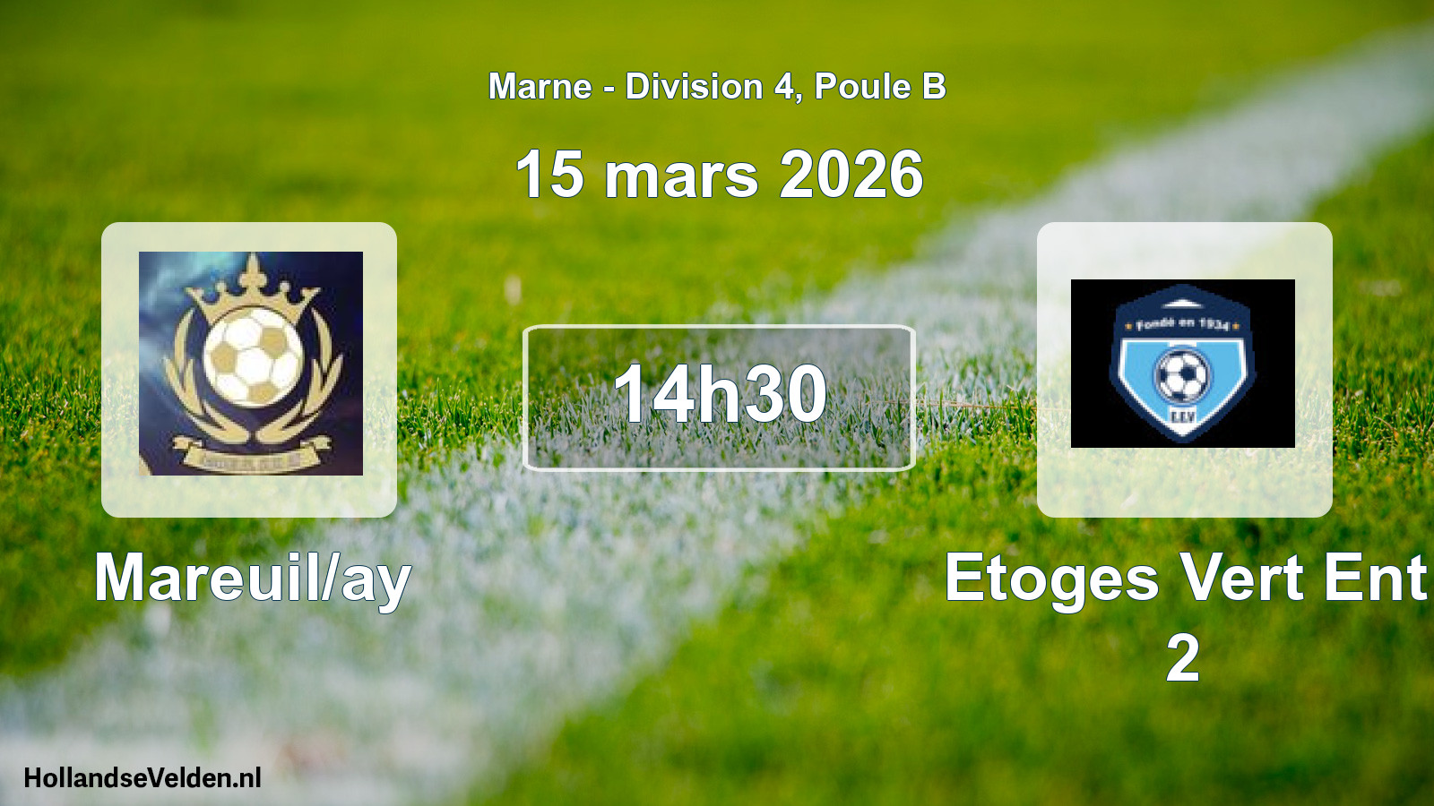 Match programmé: Mareuil/ay - Etoges Vert Ent 2 (15 mars 2026)