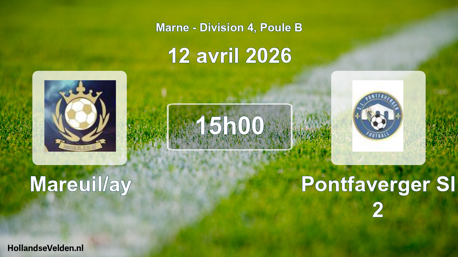 Match programmé: Mareuil/ay - Pontfaverger Sl 2 (12 avril 2026)