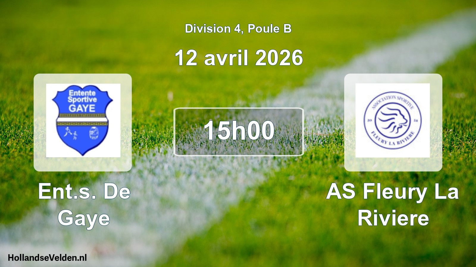 Match programmé: Ent.s. De Gaye - AS Fleury La Riviere (12 avril 2026)