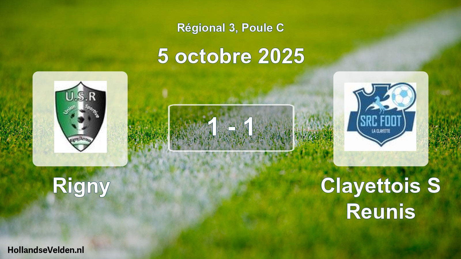 Gespeelde wedstrijd: Rigny - Clayettois S Reunis 1 - 1 (5 octobre 2025)