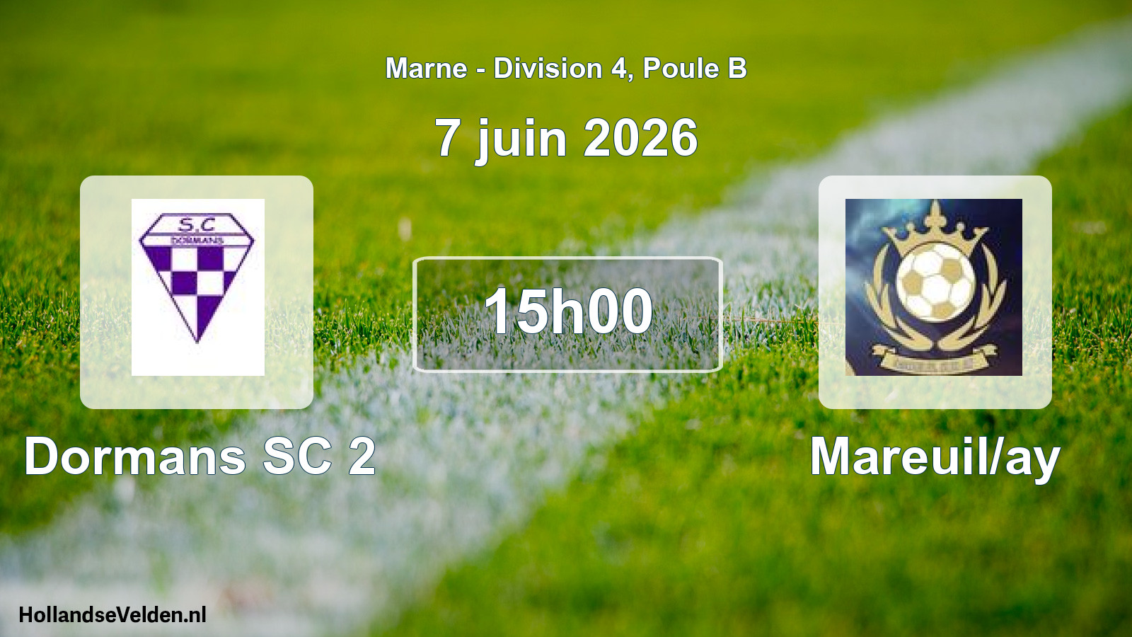 Match programmé: Dormans SC 2 - Mareuil/ay (7 juin 2026)