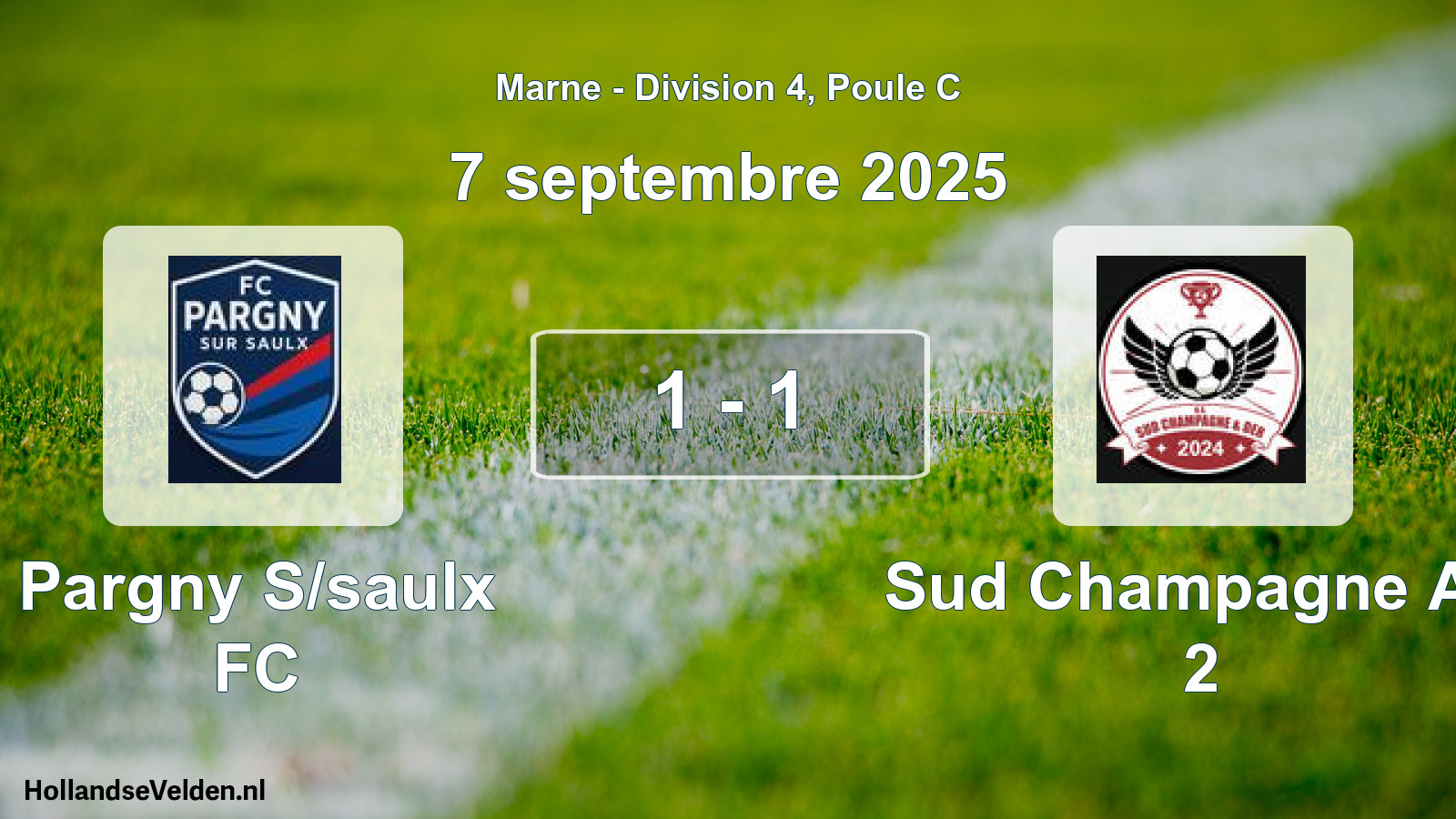 Match joué: Pargny S/saulx FC - Sud Champagne AS 2 1 - 1 (7 septembre 2025)