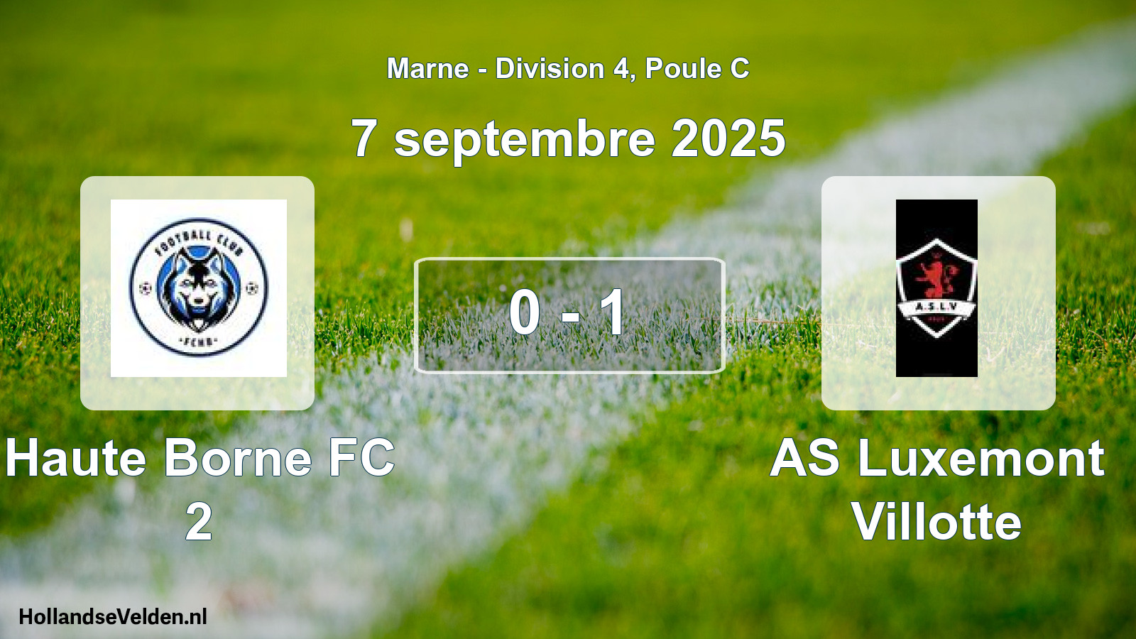 Match joué: Haute Borne FC 2 - AS Luxemont Villotte 0 - 1 (7 septembre 2025)