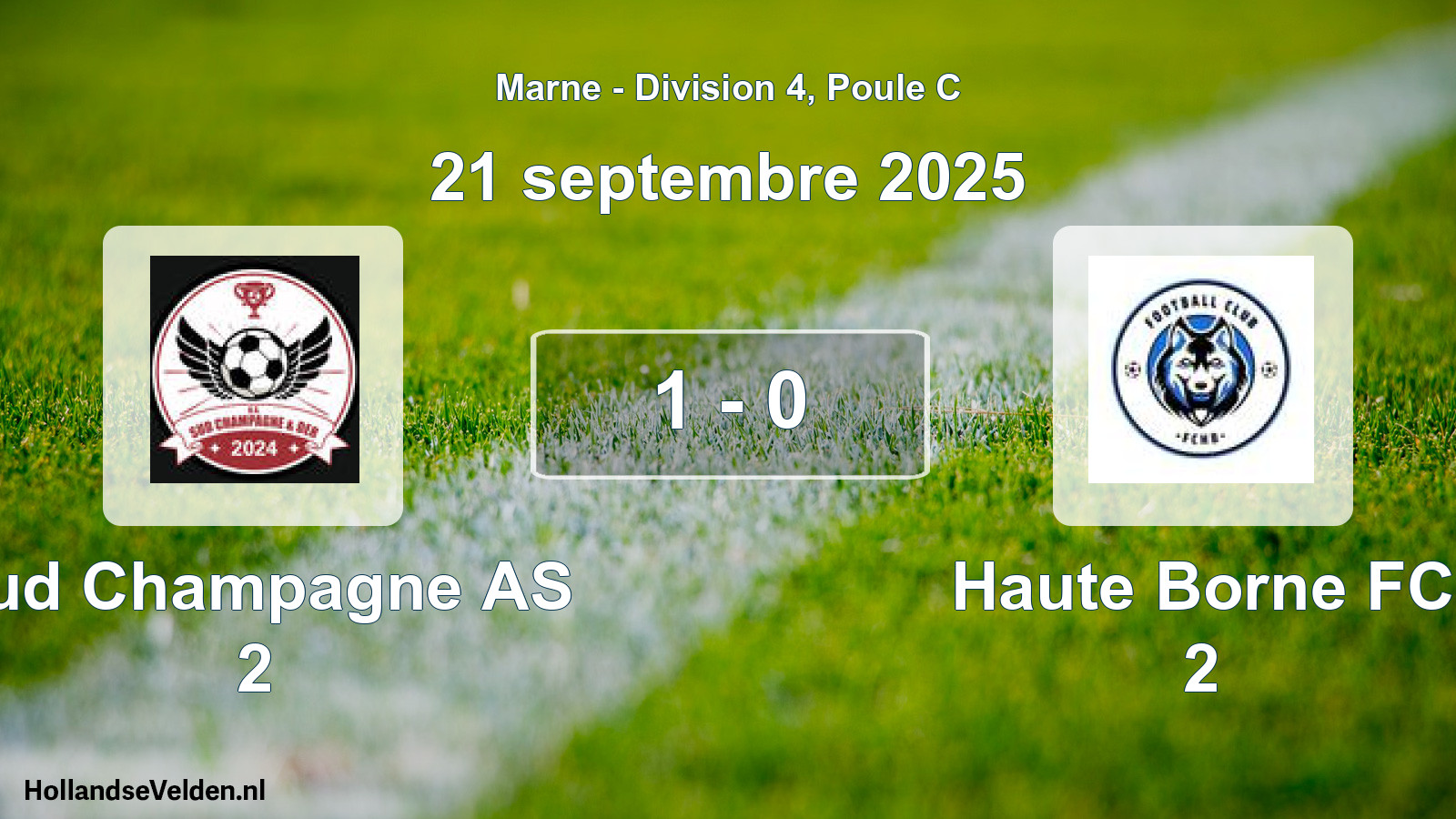 Match joué: Sud Champagne AS 2 - Haute Borne FC 2 1 - 0 (21 septembre 2025)