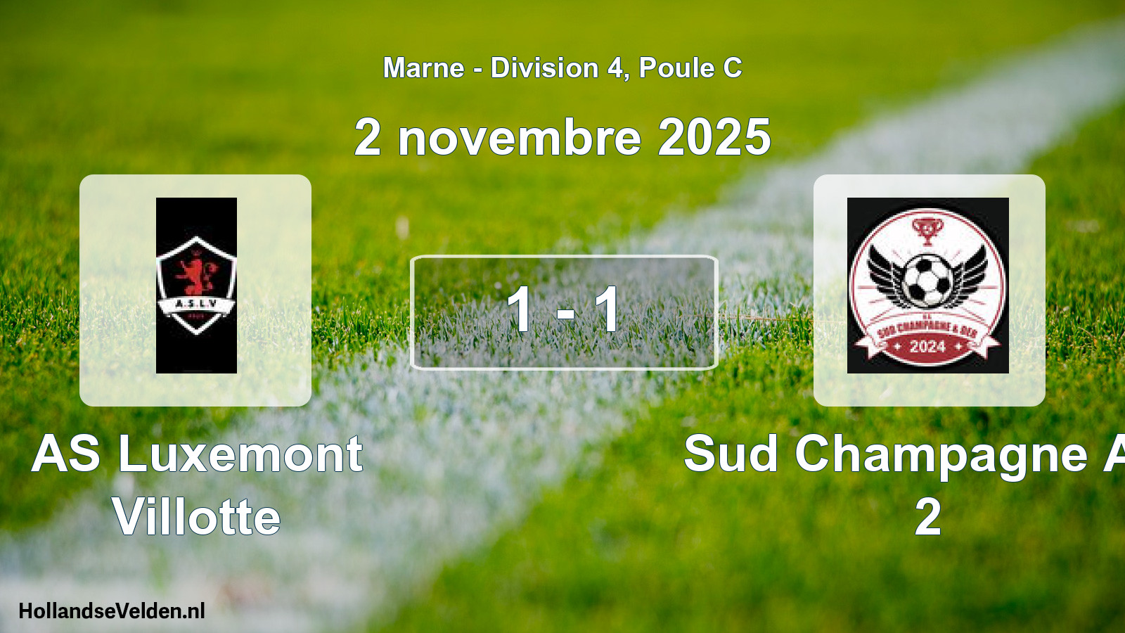 Match joué: AS Luxemont Villotte - Sud Champagne AS 2 1 - 1 (2 novembre 2025)