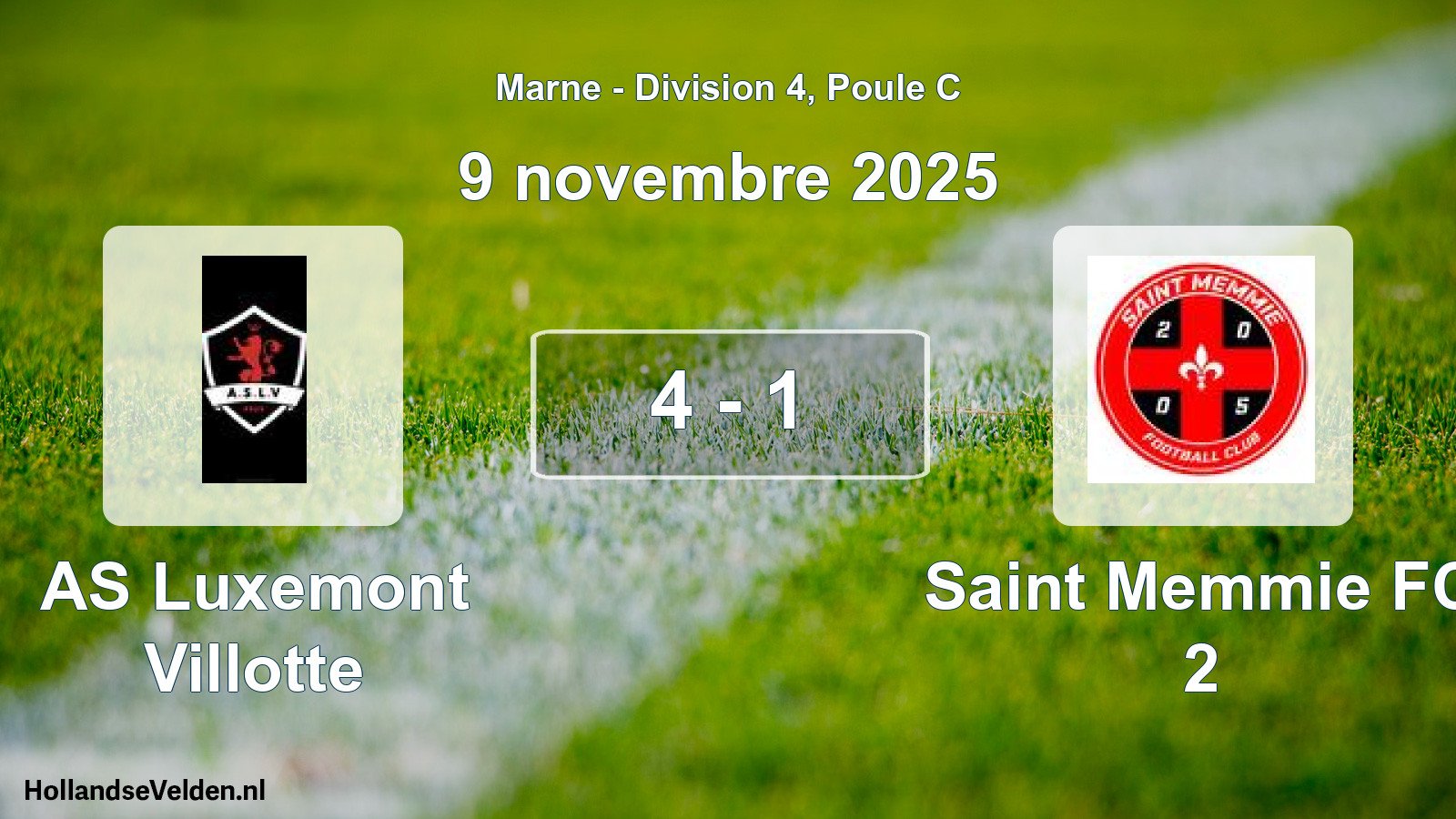 Gespeelde wedstrijd: AS Luxemont Villotte - Saint Memmie FC 2 4 - 1 (9 november 2025)