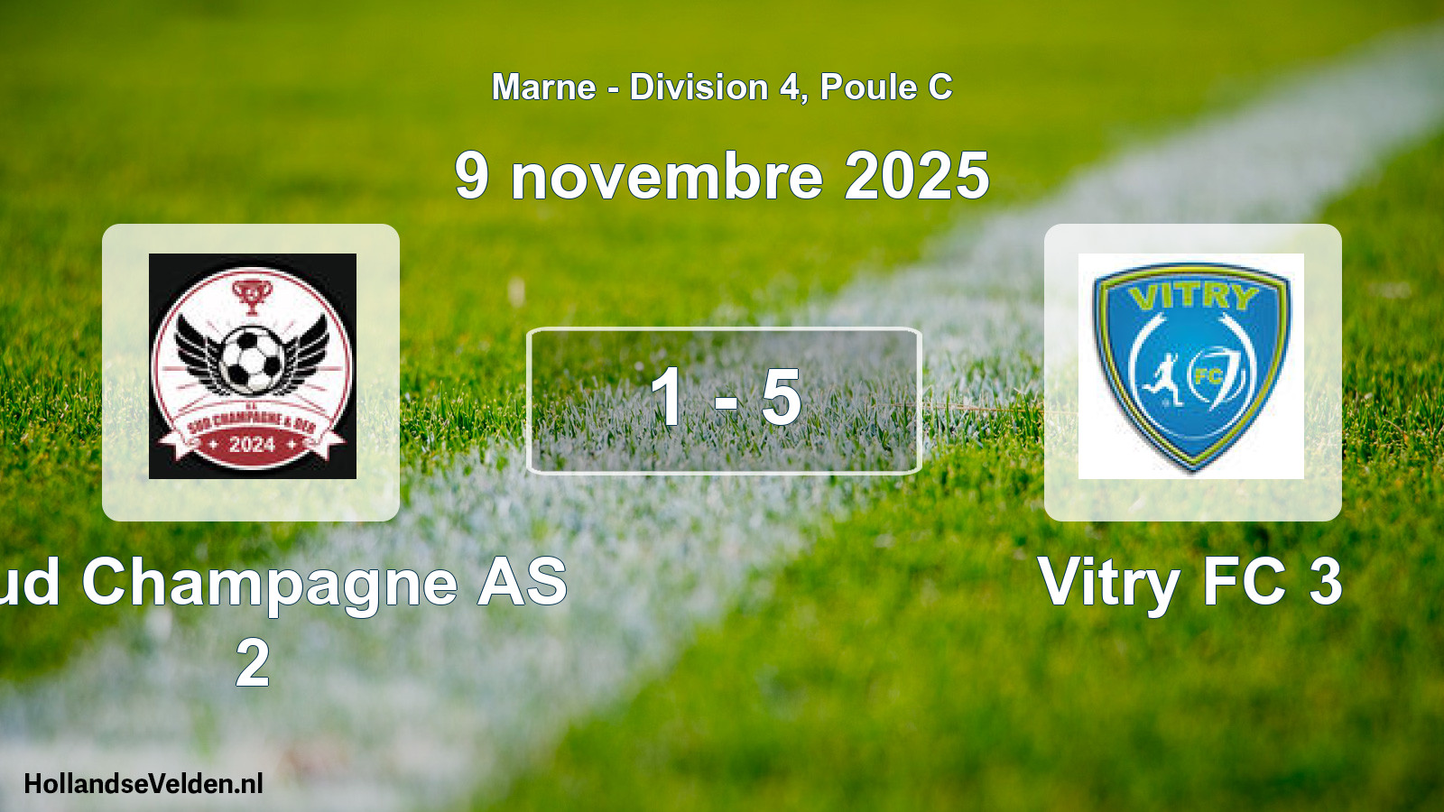 Gespeelde wedstrijd: Sud Champagne AS 2 - Vitry FC 3 1 - 5 (9 november 2025)