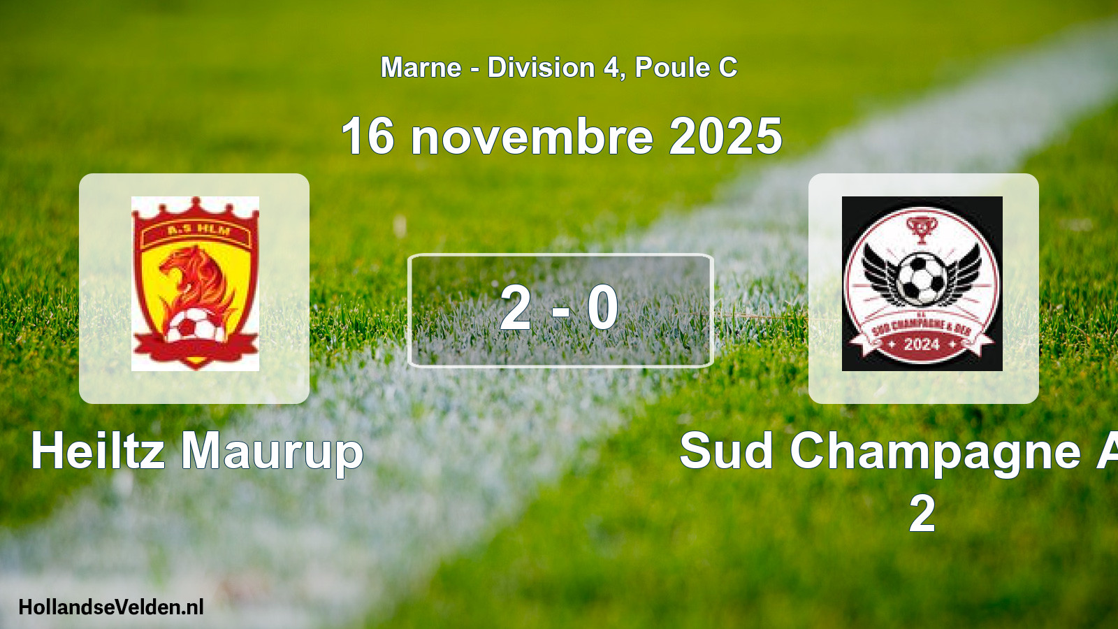 Total number of matches played: Heiltz Maurup - Sud Champagne AS 2 2 - 0 (16 November 2025)