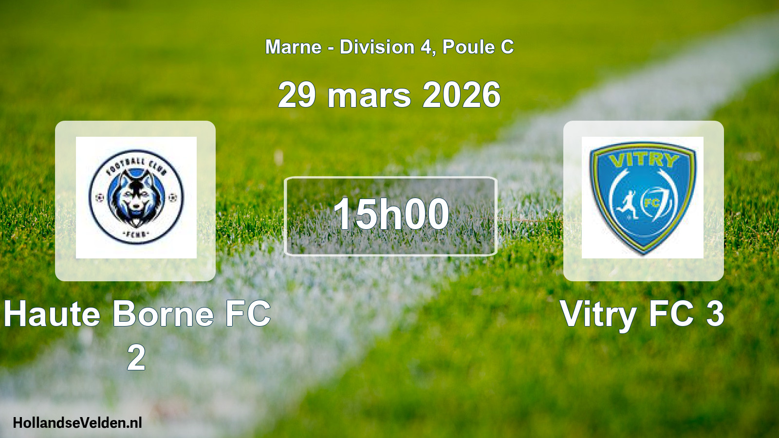 Match programmé: Haute Borne FC 2 - Vitry FC 3 (29 mars 2026)