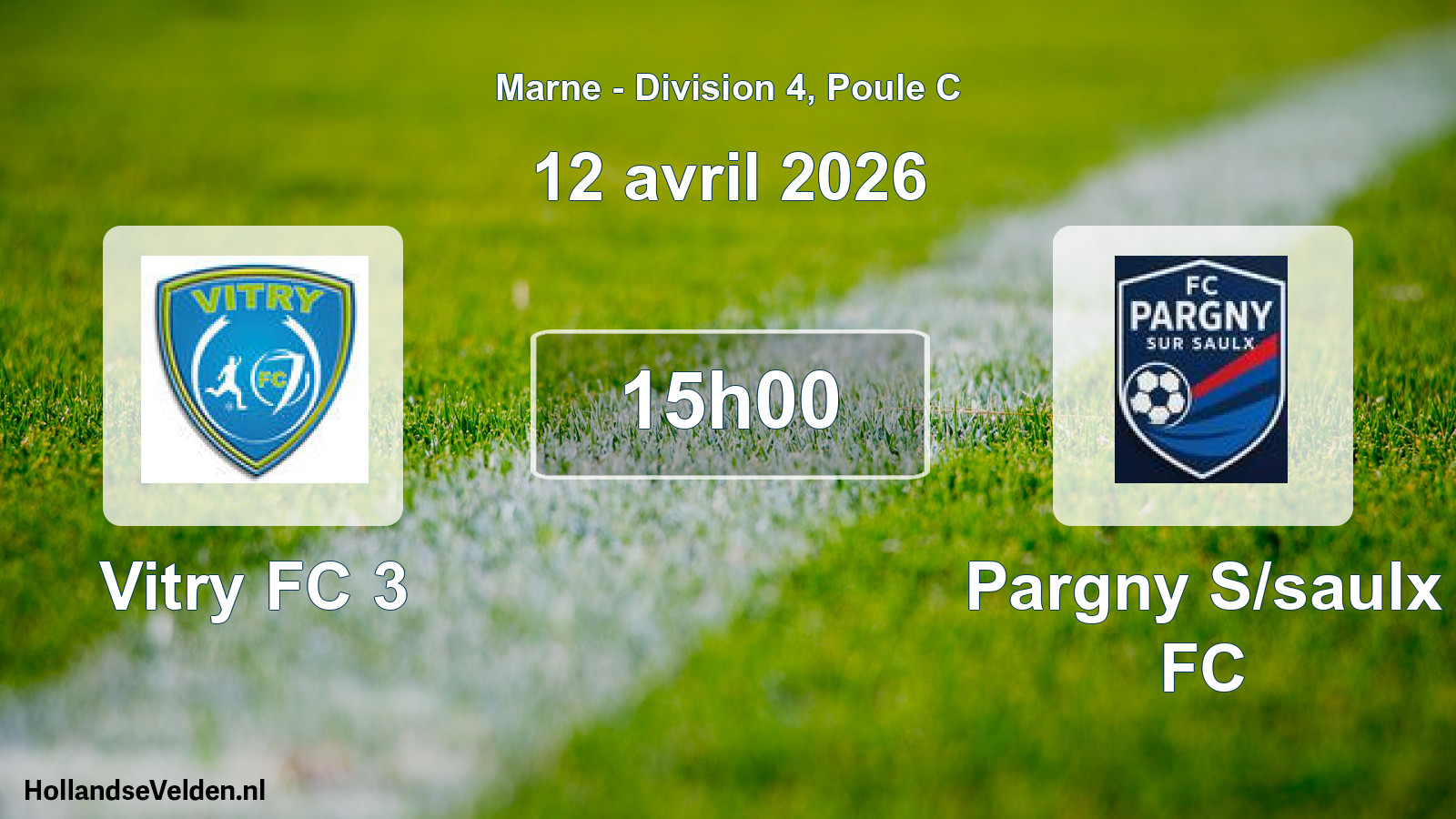 Match programmé: Vitry FC 3 - Pargny S/saulx FC (12 avril 2026)
