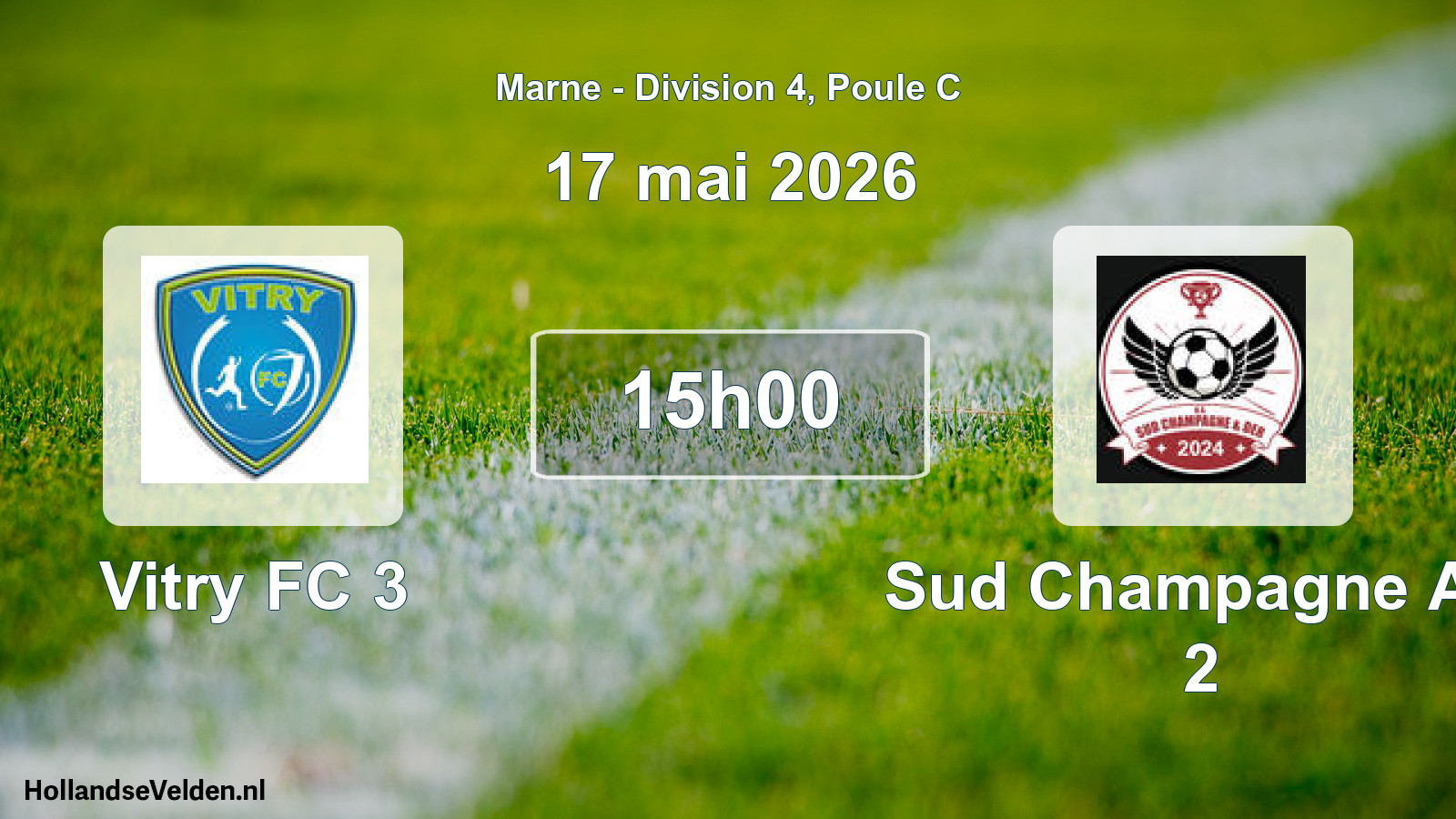 Match programmé: Vitry FC 3 - Sud Champagne AS 2 (17 mai 2026)