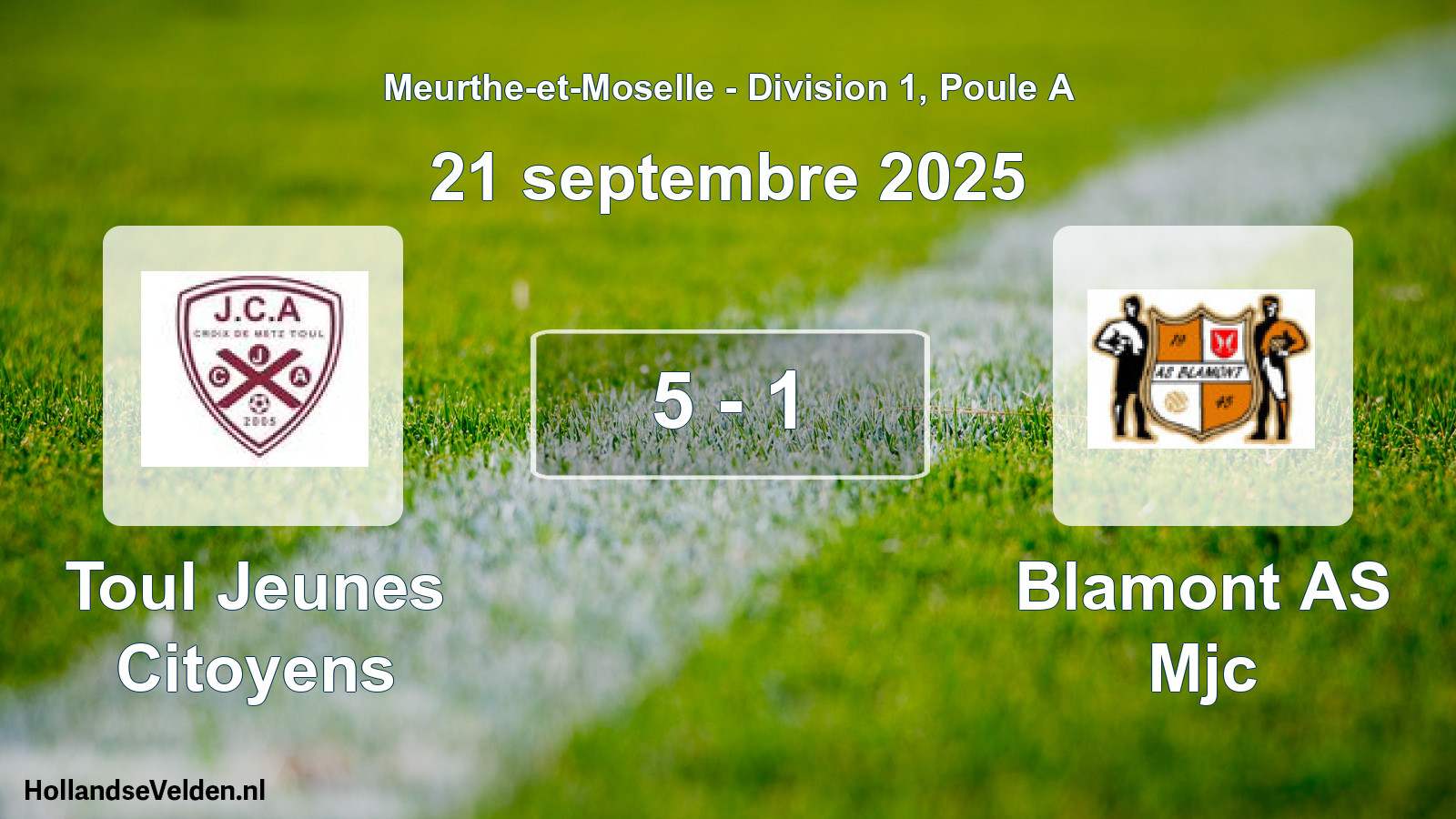 Total number of matches played: Toul Jeunes Citoyens - Blamont AS Mjc 5 - 1 (21 September 2025)