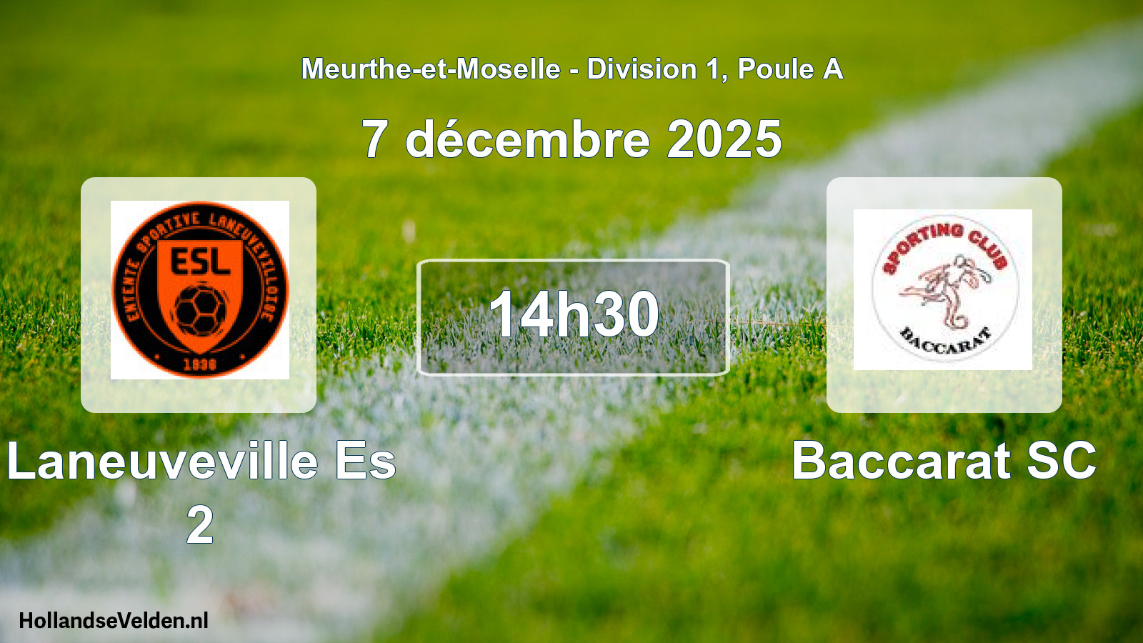 Match programmé: Laneuveville Es 2 - Baccarat SC (7 décembre 2025)