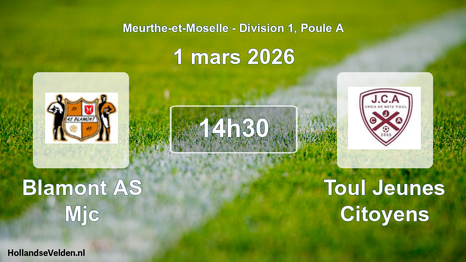Match programmé: Blamont AS Mjc - Toul Jeunes Citoyens (1 mars 2026)