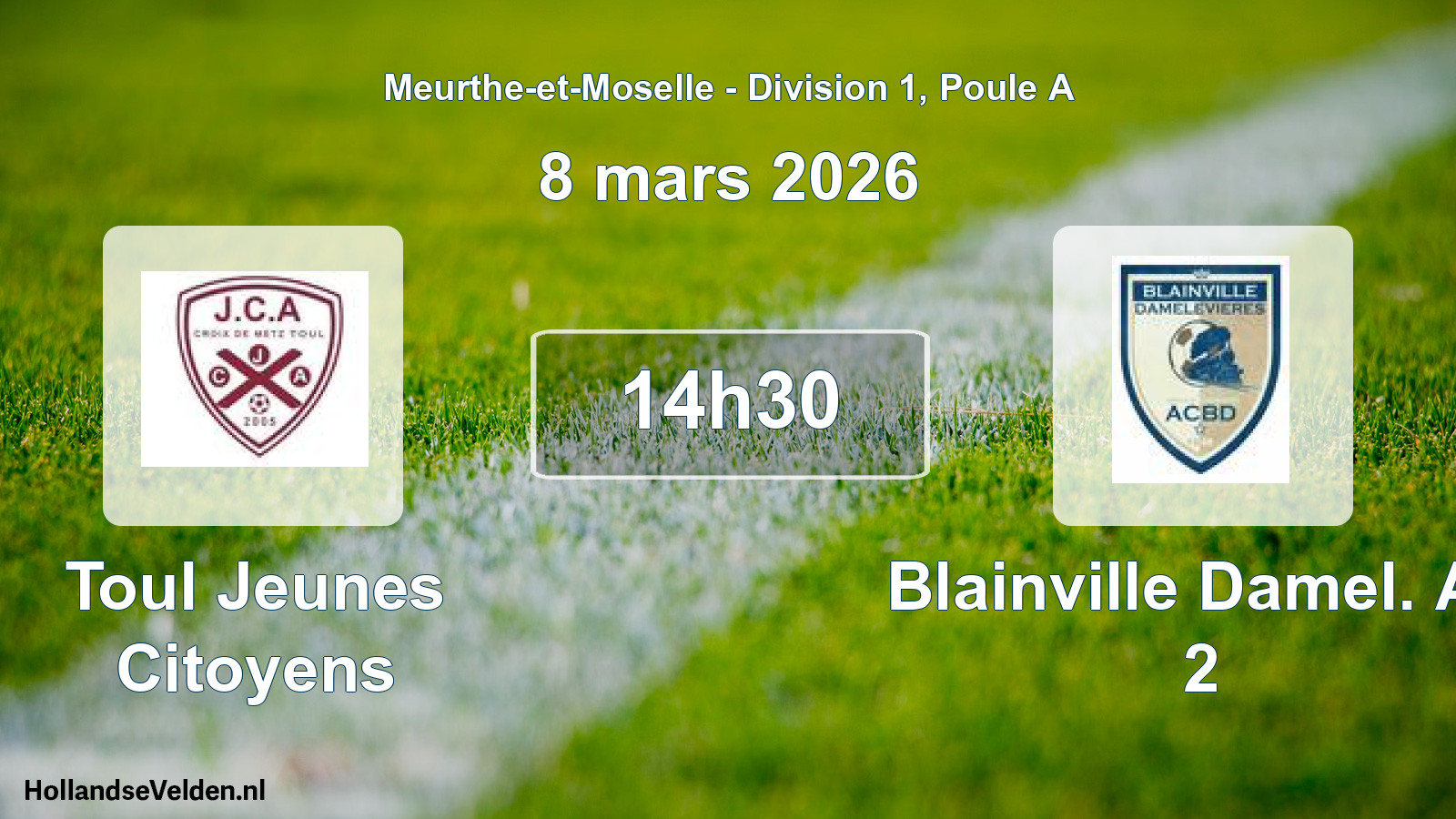 Match programmé: Toul Jeunes Citoyens - Blainville Damel. Ac 2 (8 mars 2026)