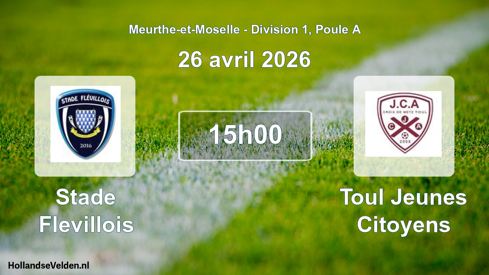 Geplande wedstrijd: Stade Flevillois - Toul Jeunes Citoyens (26 april 2026)
