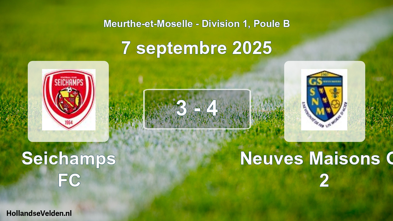 Match joué: Seichamps FC - Neuves Maisons Gs 2 3 - 4 (7 septembre 2025)