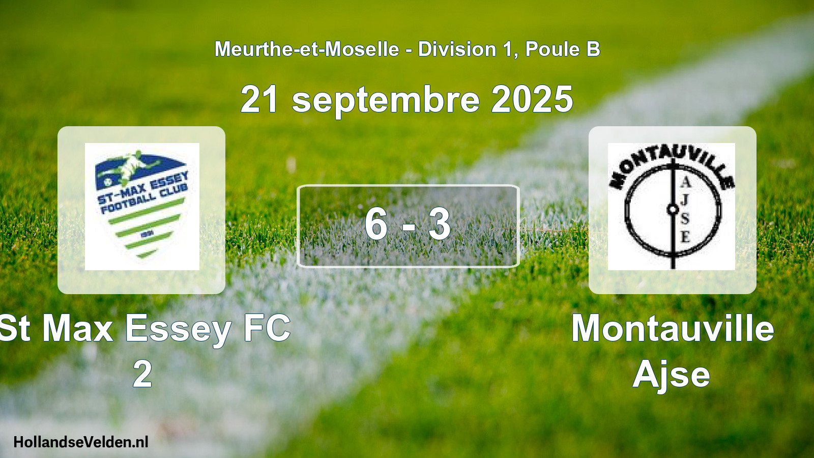 Match joué: St Max Essey FC 2 - Montauville Ajse 6 - 3 (21 septembre 2025)