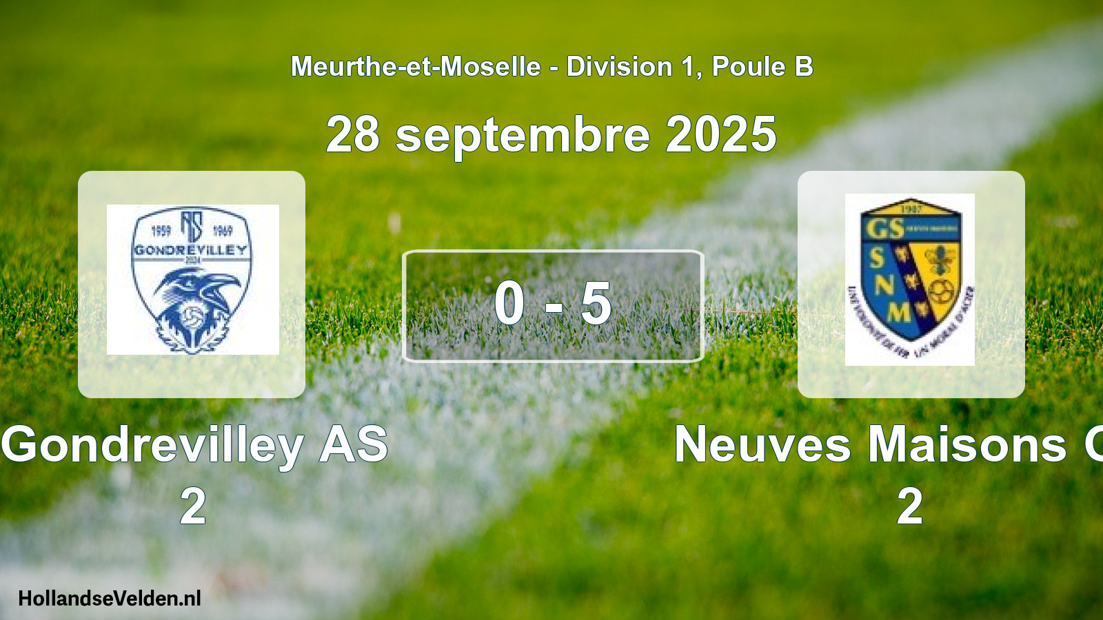 Gespeelde wedstrijd: Gondrevilley AS 2 - Neuves Maisons Gs 2 0 - 5 (28 september 2025)