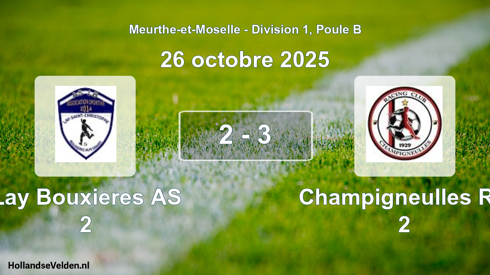 Match joué: Lay Bouxieres AS 2 - Champigneulles RC 2 2 - 3 (26 octobre 2025)