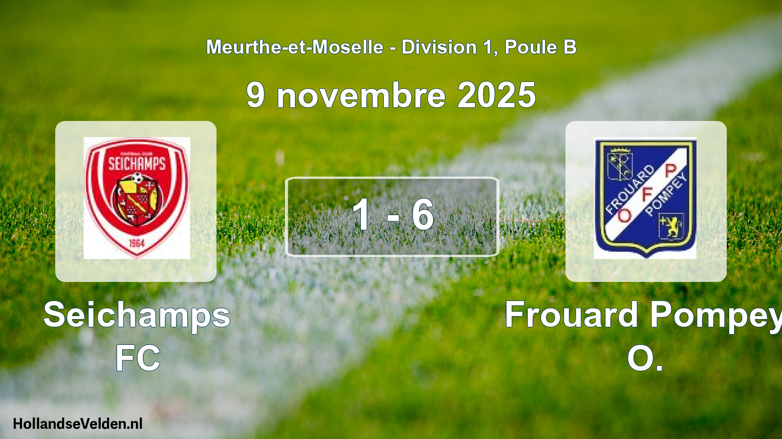 Match joué: Seichamps FC - Frouard Pompey O. 1 - 6 (9 novembre 2025)