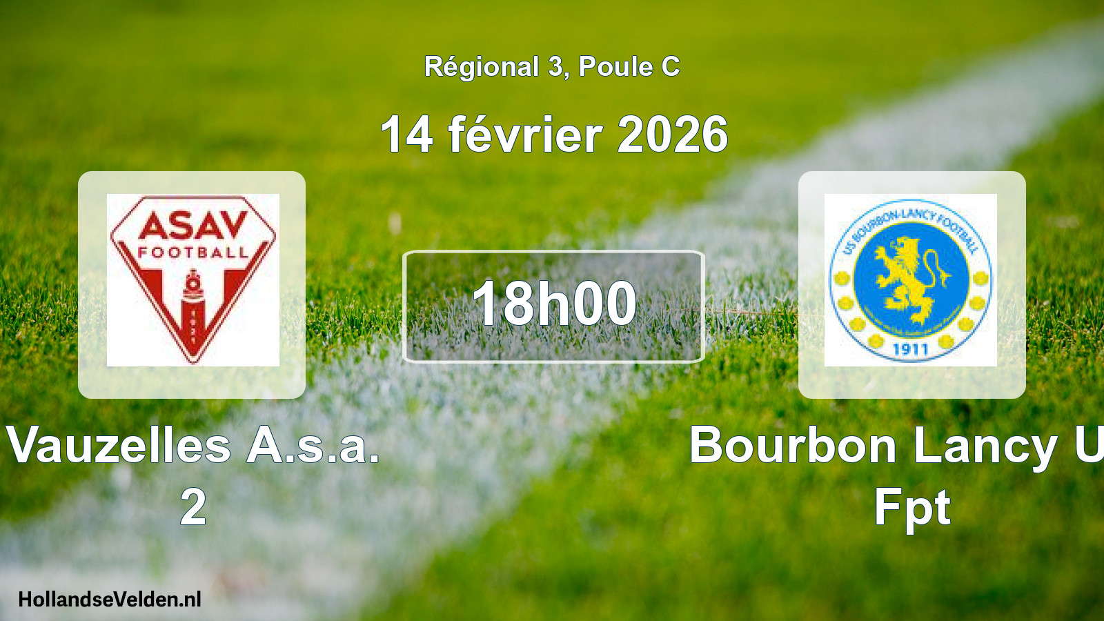 Geplande wedstrijd: Vauzelles A.s.a. 2 - Bourbon Lancy Us Fpt (14 février 2026)
