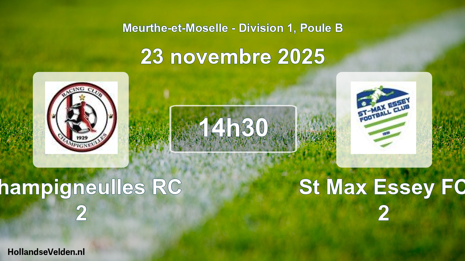 Match programmé: Champigneulles RC 2 - St Max Essey FC 2 (23 novembre 2025)