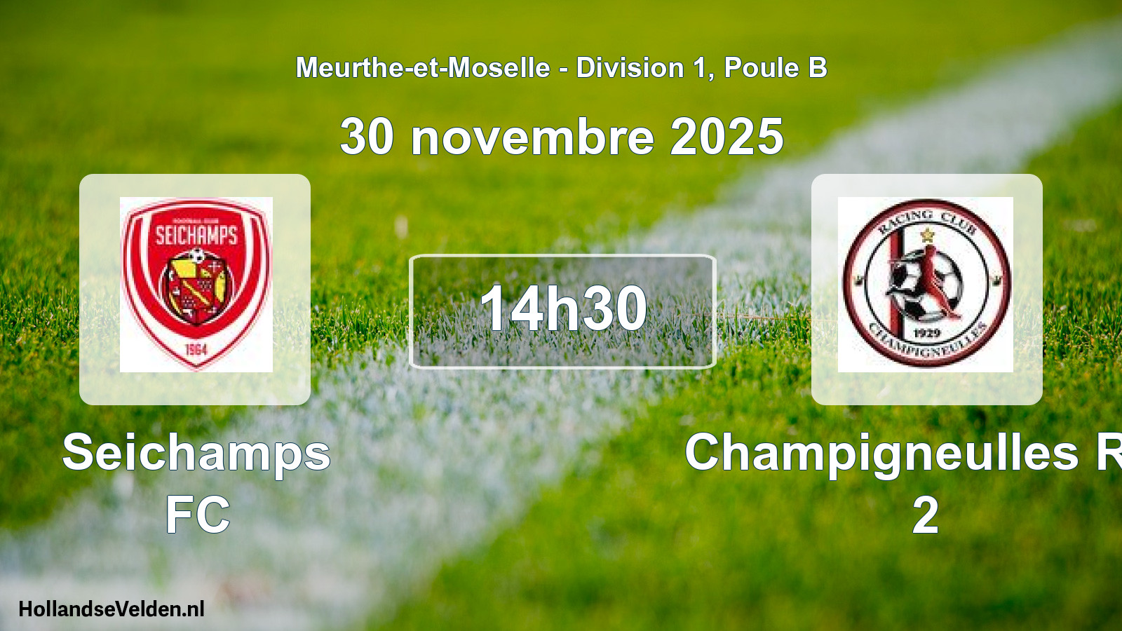 Match programmé: Seichamps FC - Champigneulles RC 2 (30 novembre 2025)