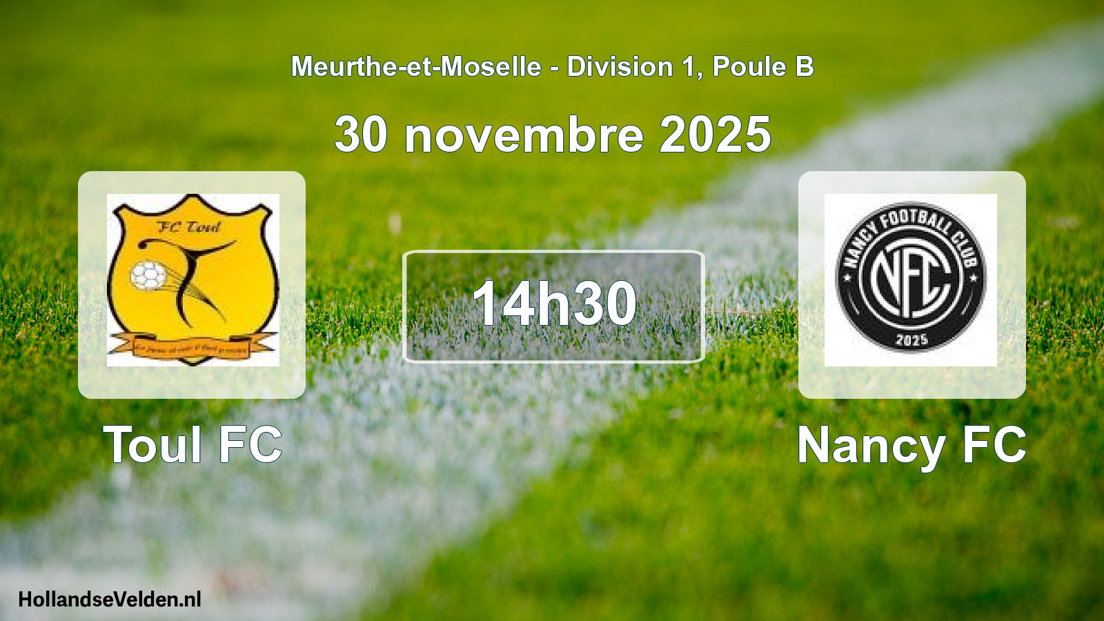 Match programmé: Toul FC - Nancy FC (30 novembre 2025)