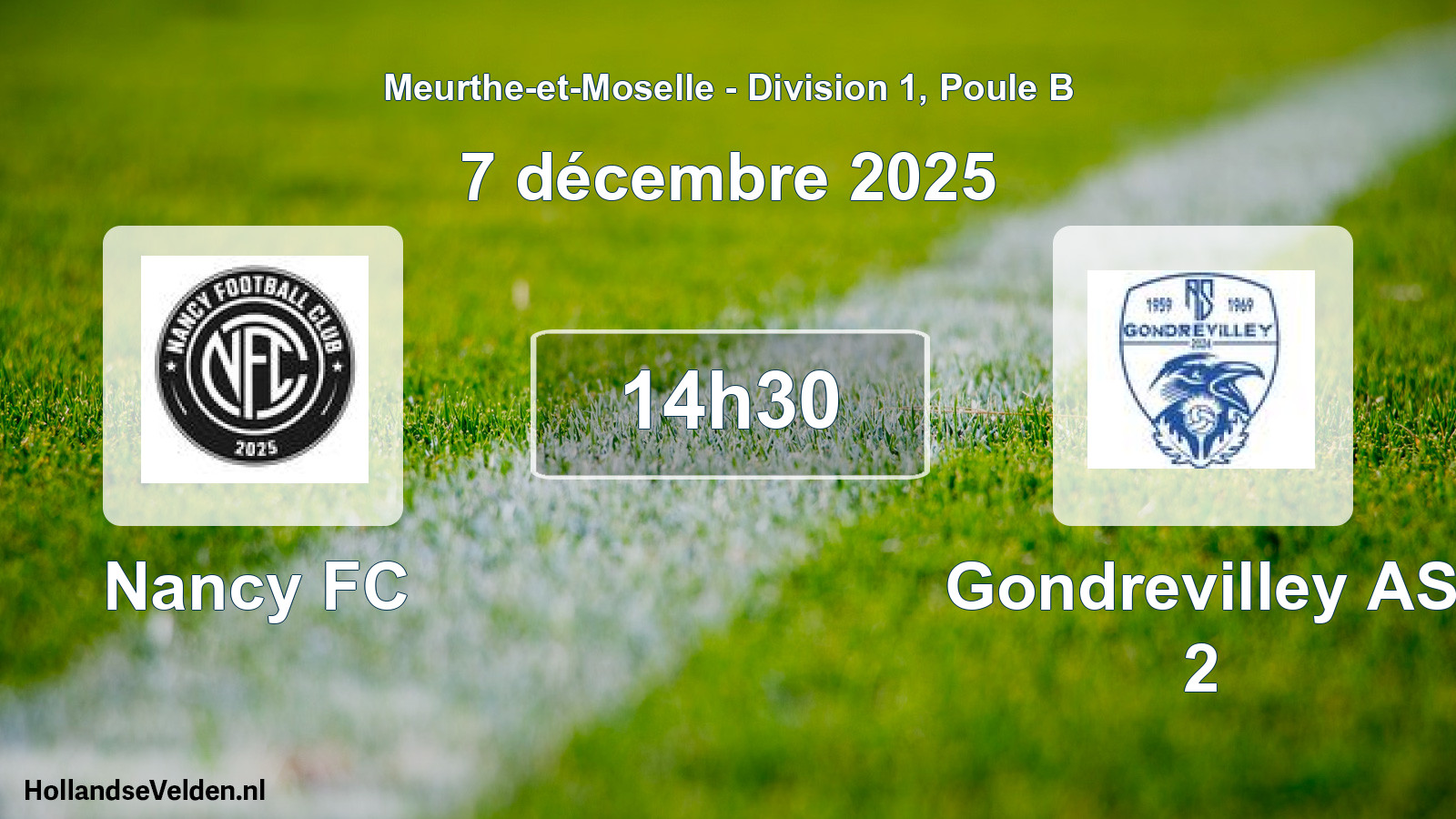 Match programmé: Nancy FC - Gondrevilley AS 2 (7 décembre 2025)