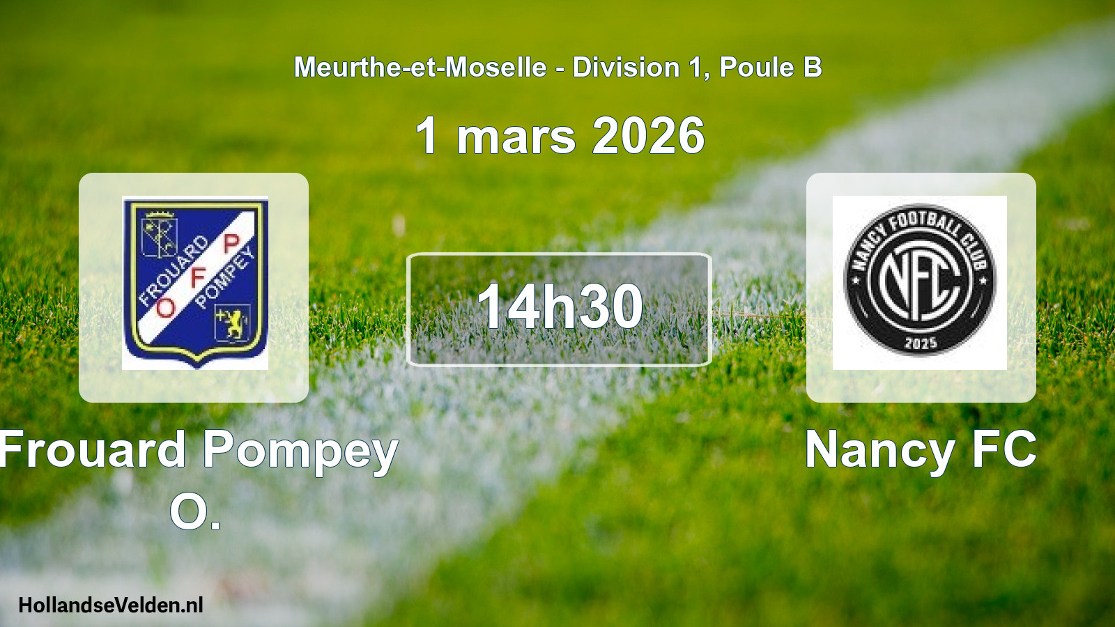 Scheduled Match: Frouard Pompey O. - Nancy FC (1 March 2026)
