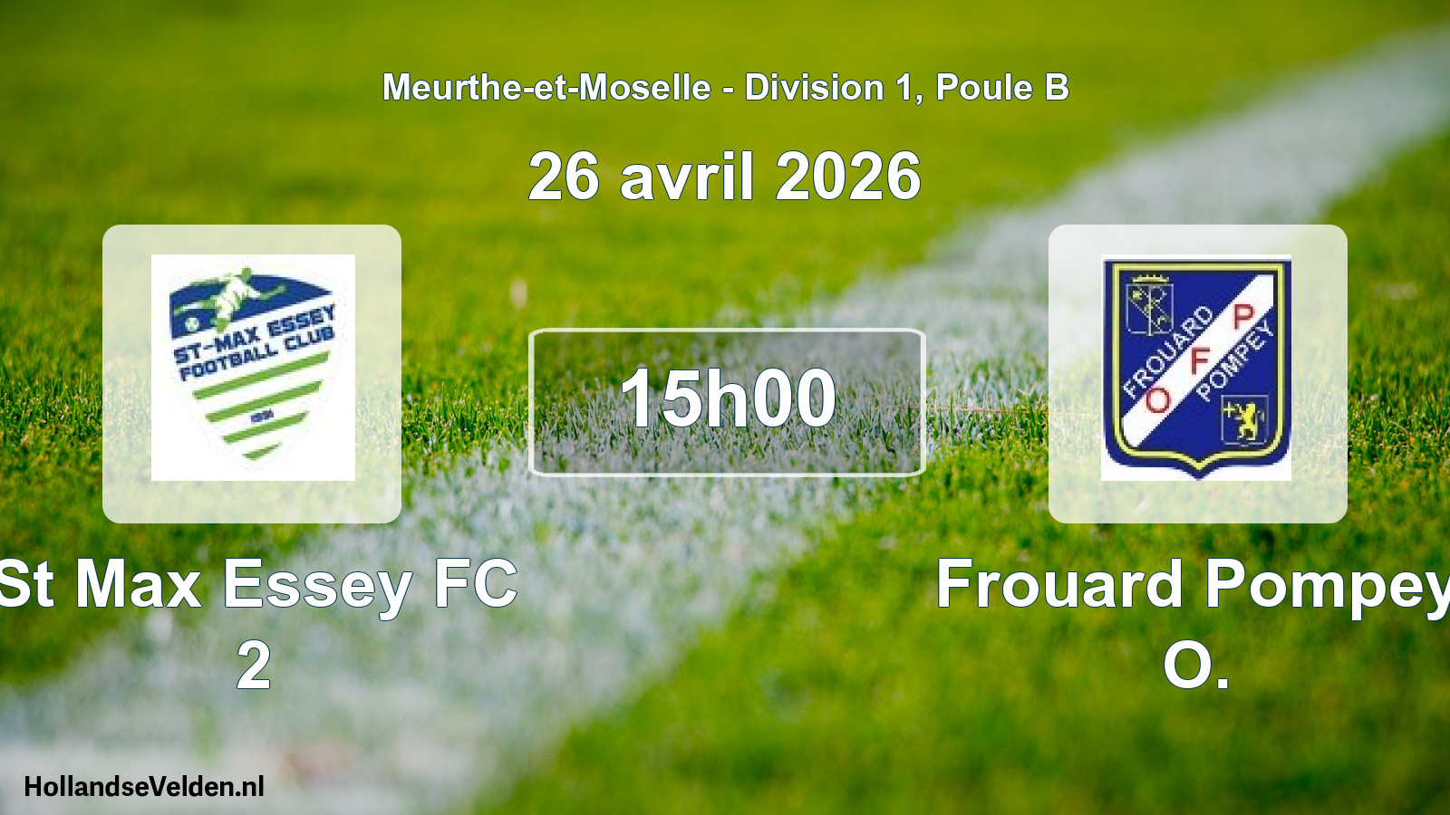 Match programmé: St Max Essey FC 2 - Frouard Pompey O. (26 avril 2026)