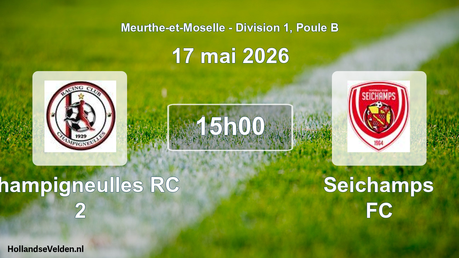 Match programmé: Champigneulles RC 2 - Seichamps FC (17 mai 2026)