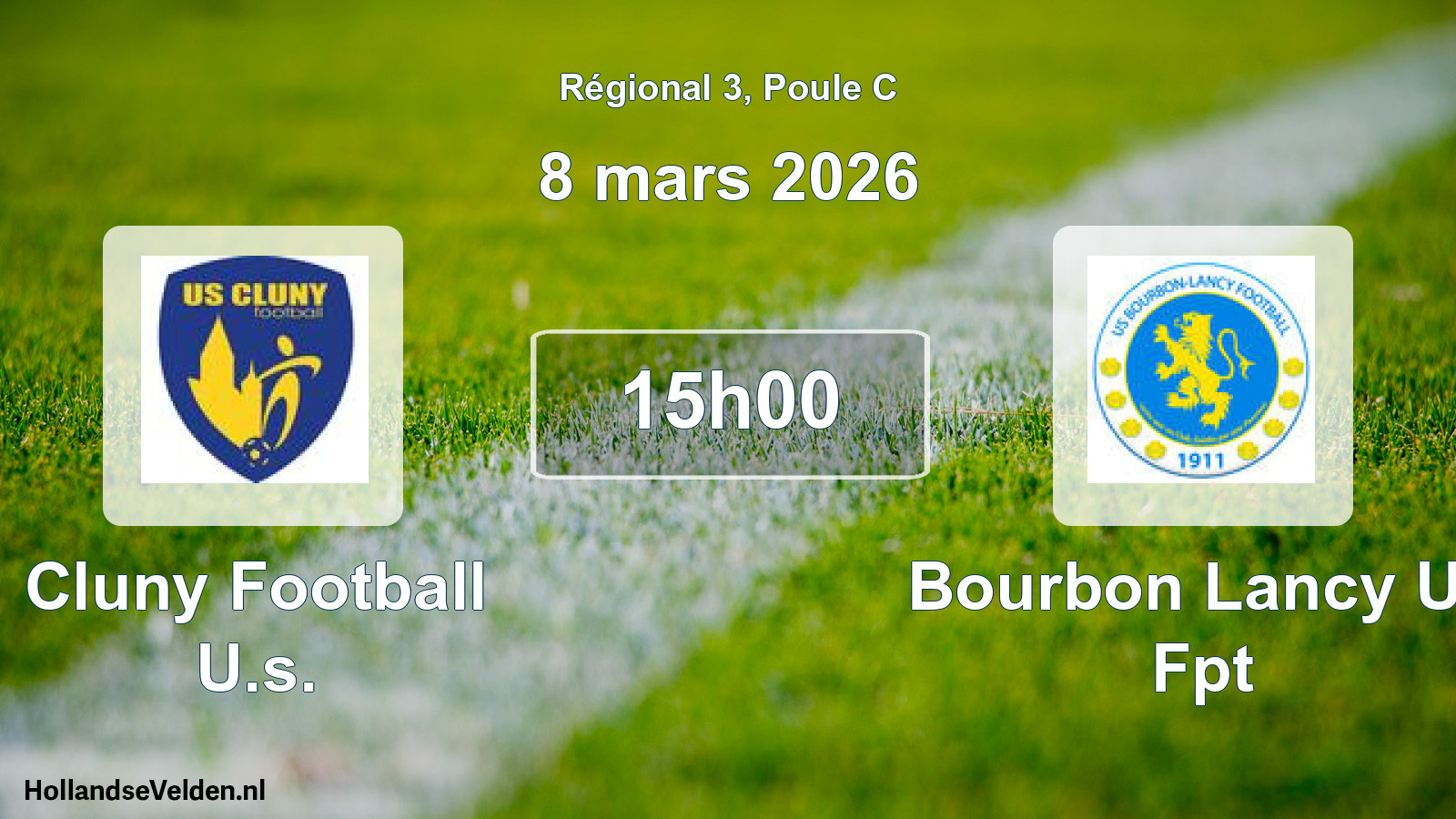 Geplande wedstrijd: Cluny Football U.s. - Bourbon Lancy Us Fpt (8 mars 2026)