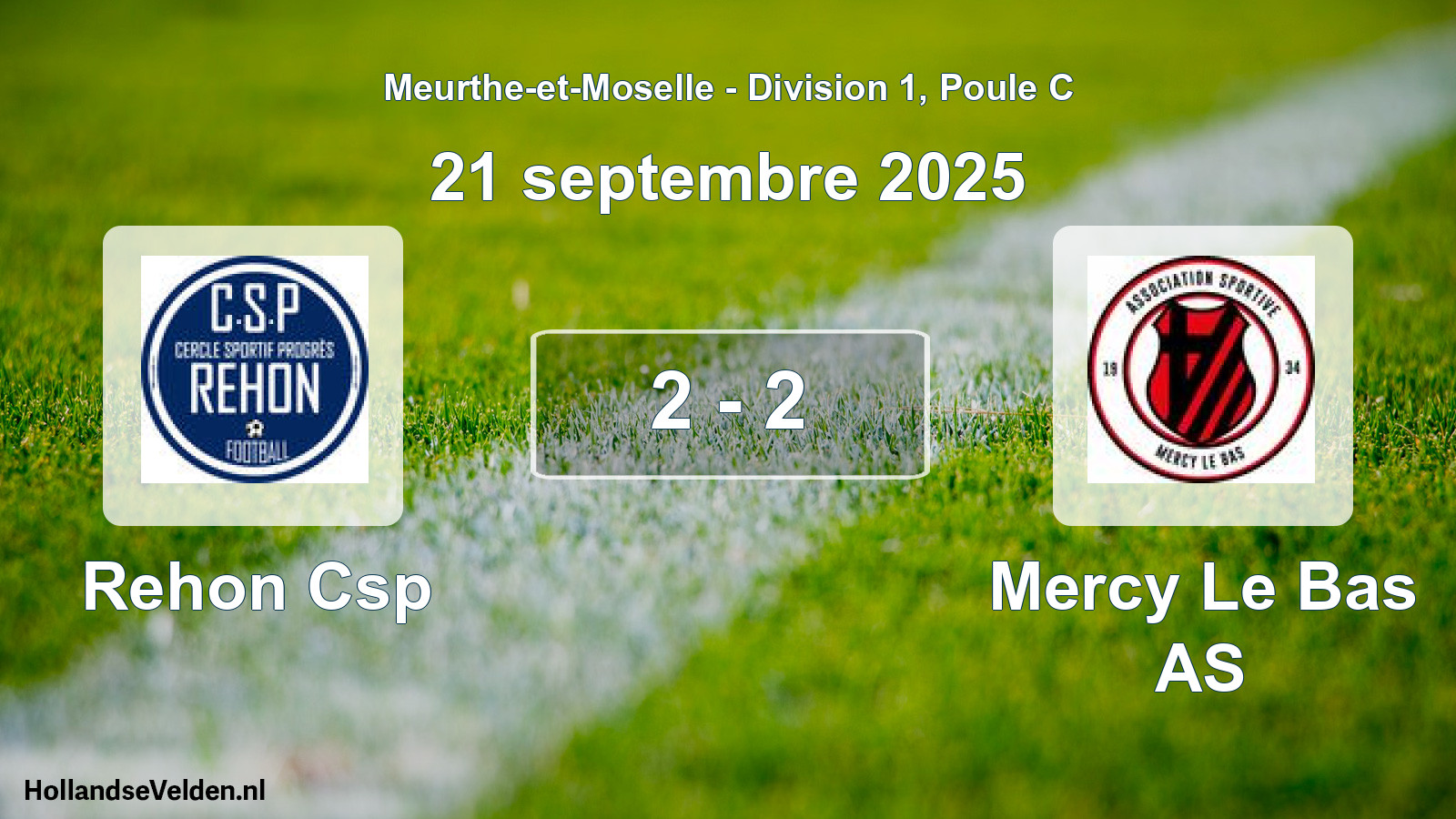 Match joué: Rehon Csp - Mercy Le Bas AS 2 - 2 (21 septembre 2025)